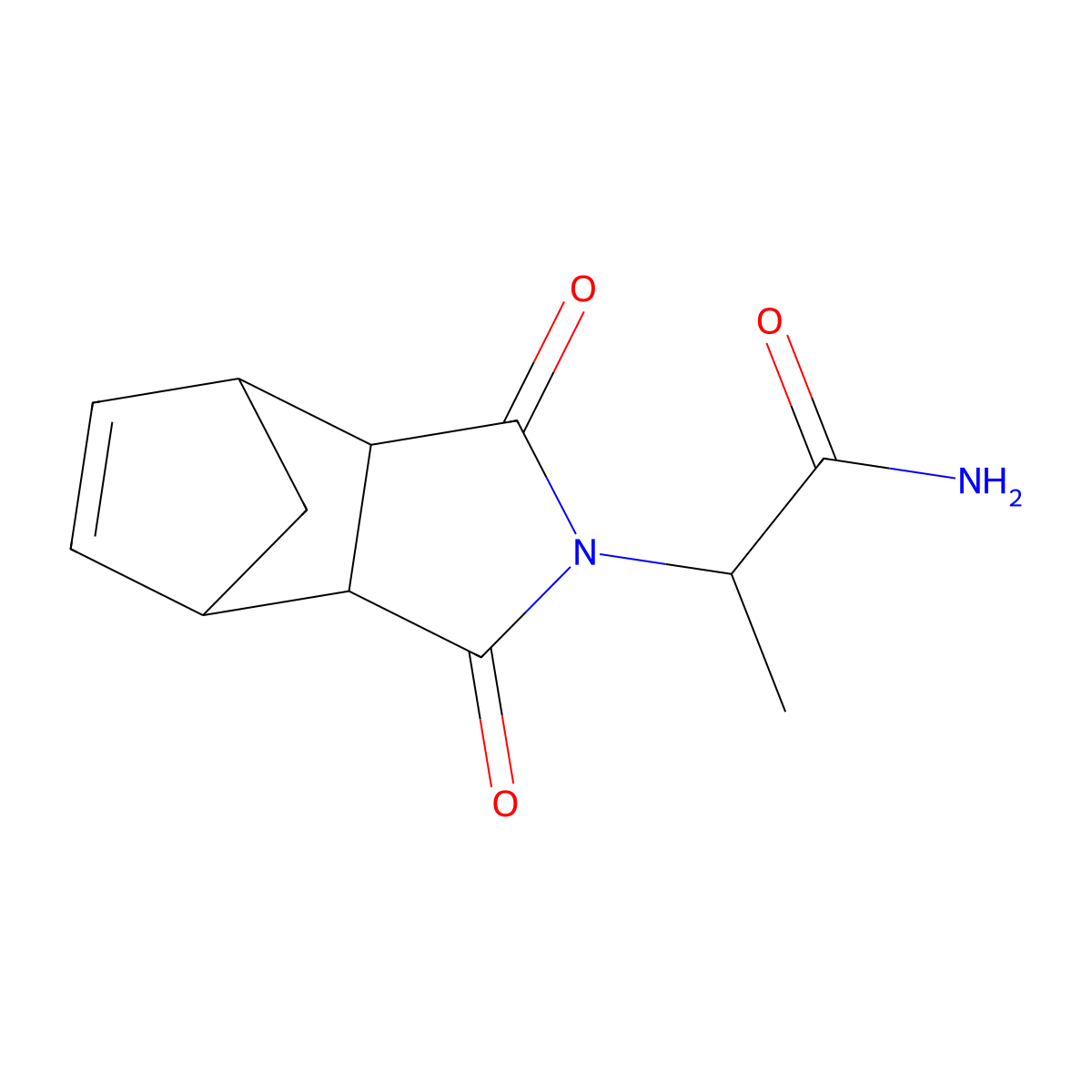 2-(1,3-dioxo-1,3,3a,4,7,7a-hexahydro-2H-4,7-methanoisoindol-2-yl)propanamide molecular structure, CAS 26749-96-2