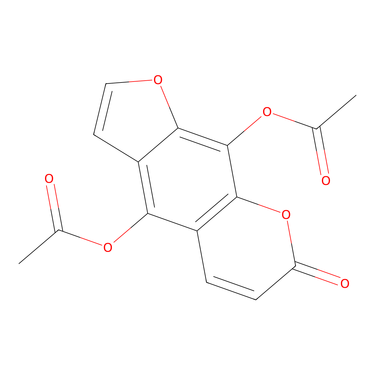 7H-Furo[3,2-g][1]benzopyran-7-one, 4,9-bis(acetyloxy)- molecular structure, CAS 26753-46-8