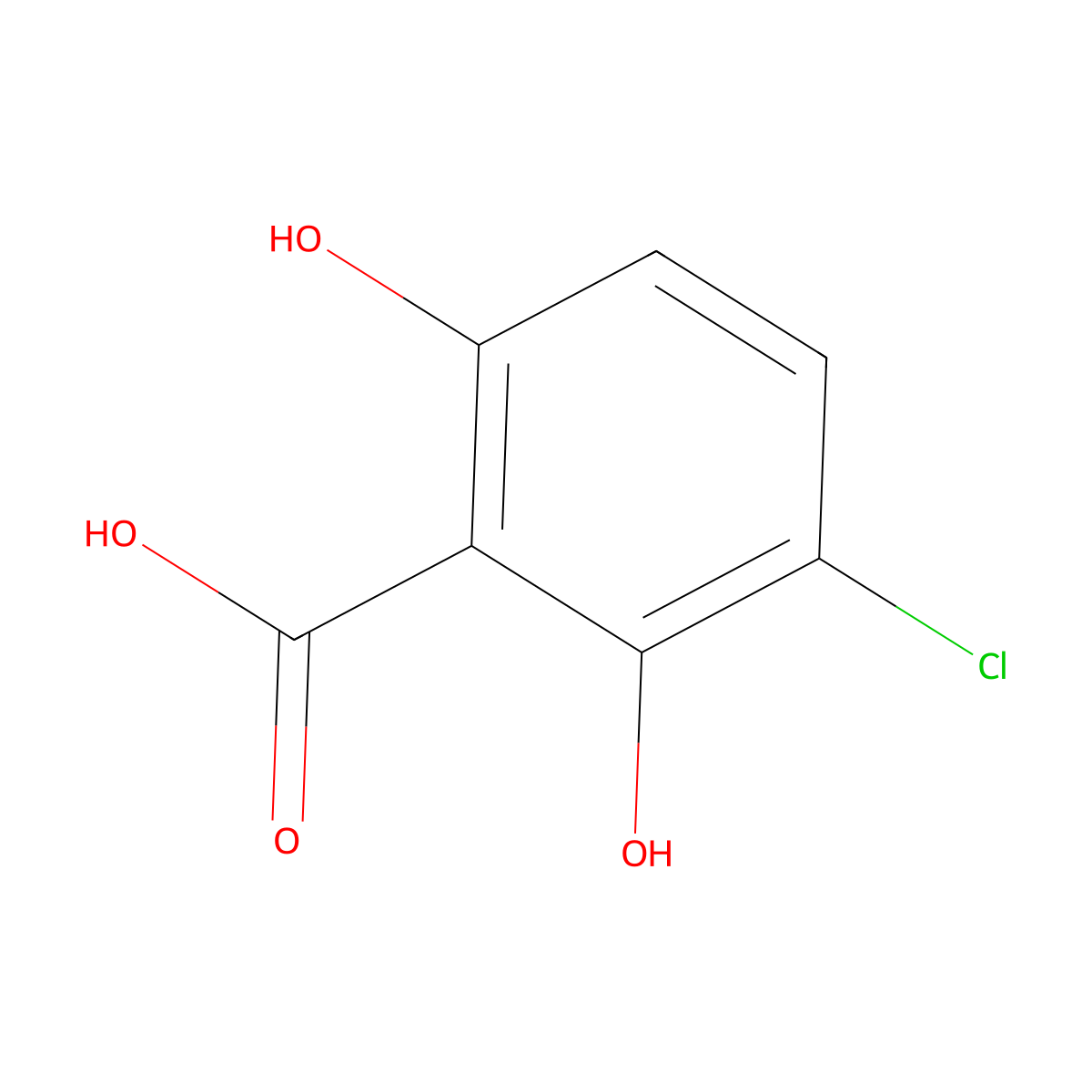 3-Chloro-2,6-dihydroxybenzoic acid molecular structure, CAS 26754-77-8