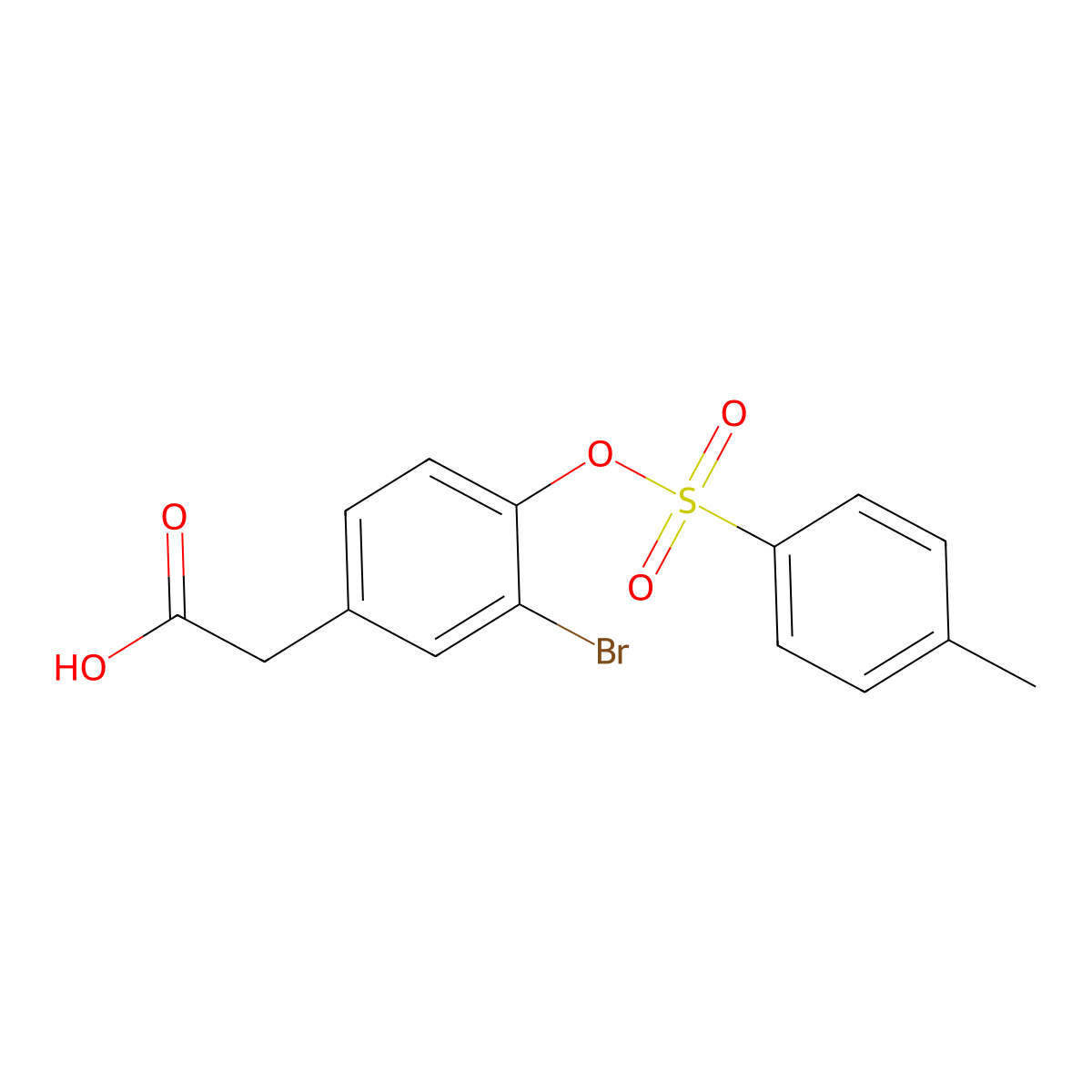 2-{3-Bromo-4-[(4-methylbenzenesulfonyl)oxy]phenyl}acetic acid molecular structure, CAS 2675401-67-7