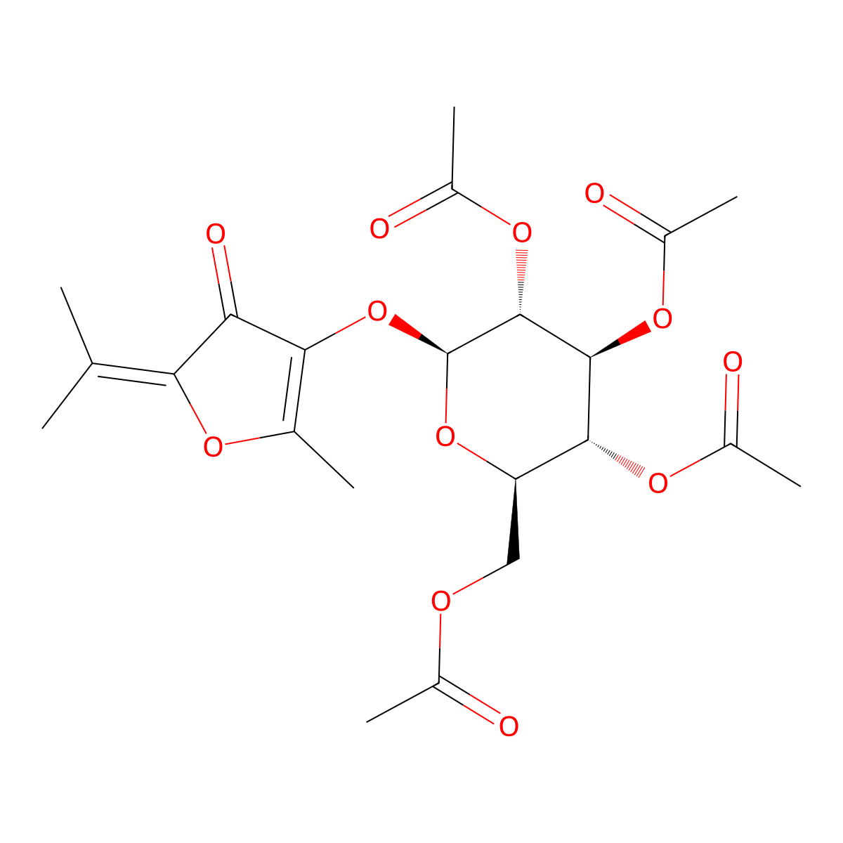 [(2R,3R,4S,5R,6S)-3,4,5-triacetyloxy-6-(2-methyl-4-oxo-5-propan-2-ylidenefuran-3-yl)oxyoxan-2-yl]methyl acetate molecular structure, CAS 2676188-98-8