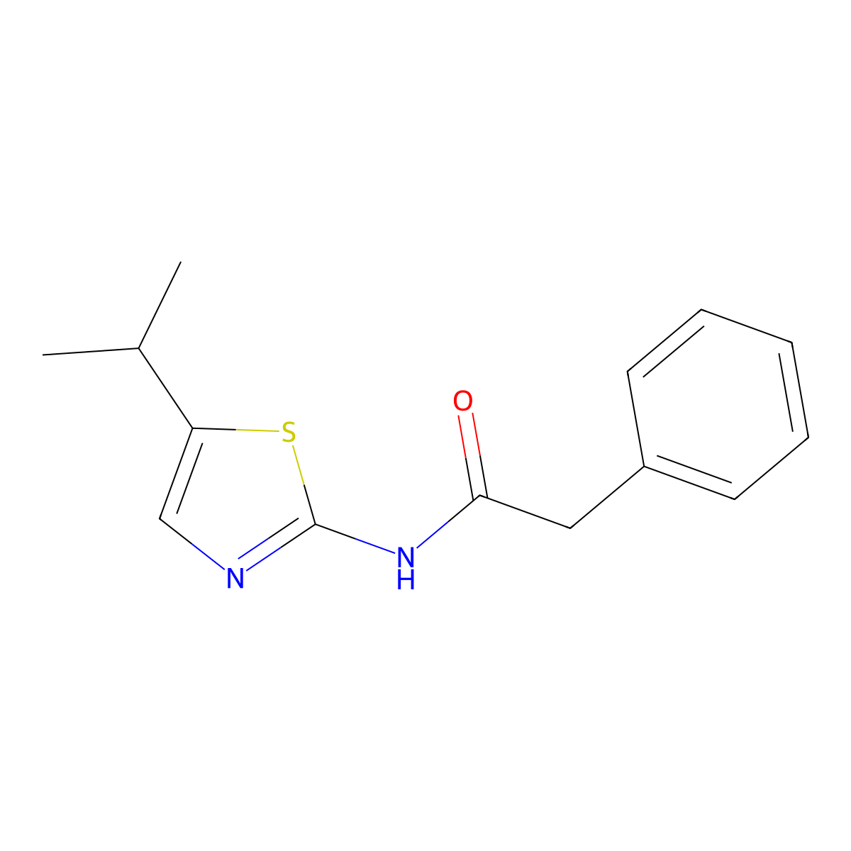 2-phenyl-N-(5-propan-2-yl-2-thiazolyl)acetamide molecular structure, CAS 267654-00-2