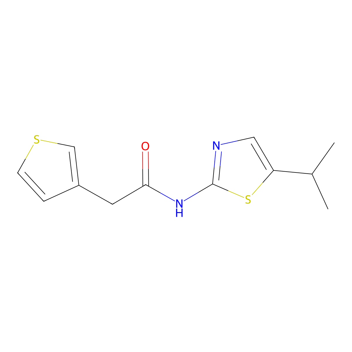 N-(5-propan-2-yl-1,3-thiazol-2-yl)-2-thiophen-3-ylacetamide molecular structure, CAS 267654-65-9