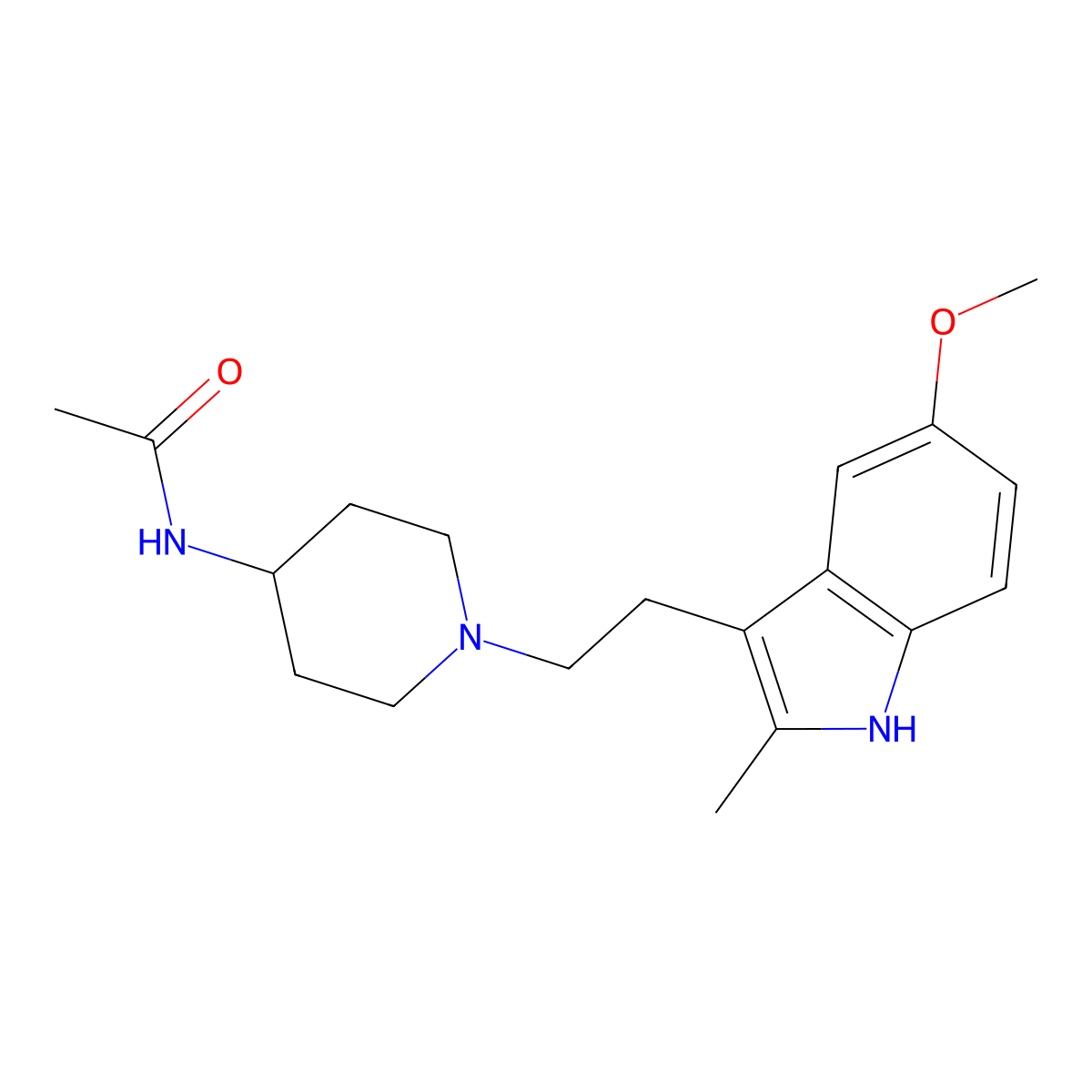 Acetamide, N-(1-(2-(5-methoxy-2-methyl-1H-indol-3-yl)ethyl)-4-piperidinyl)- molecular structure, CAS 26766-05-2