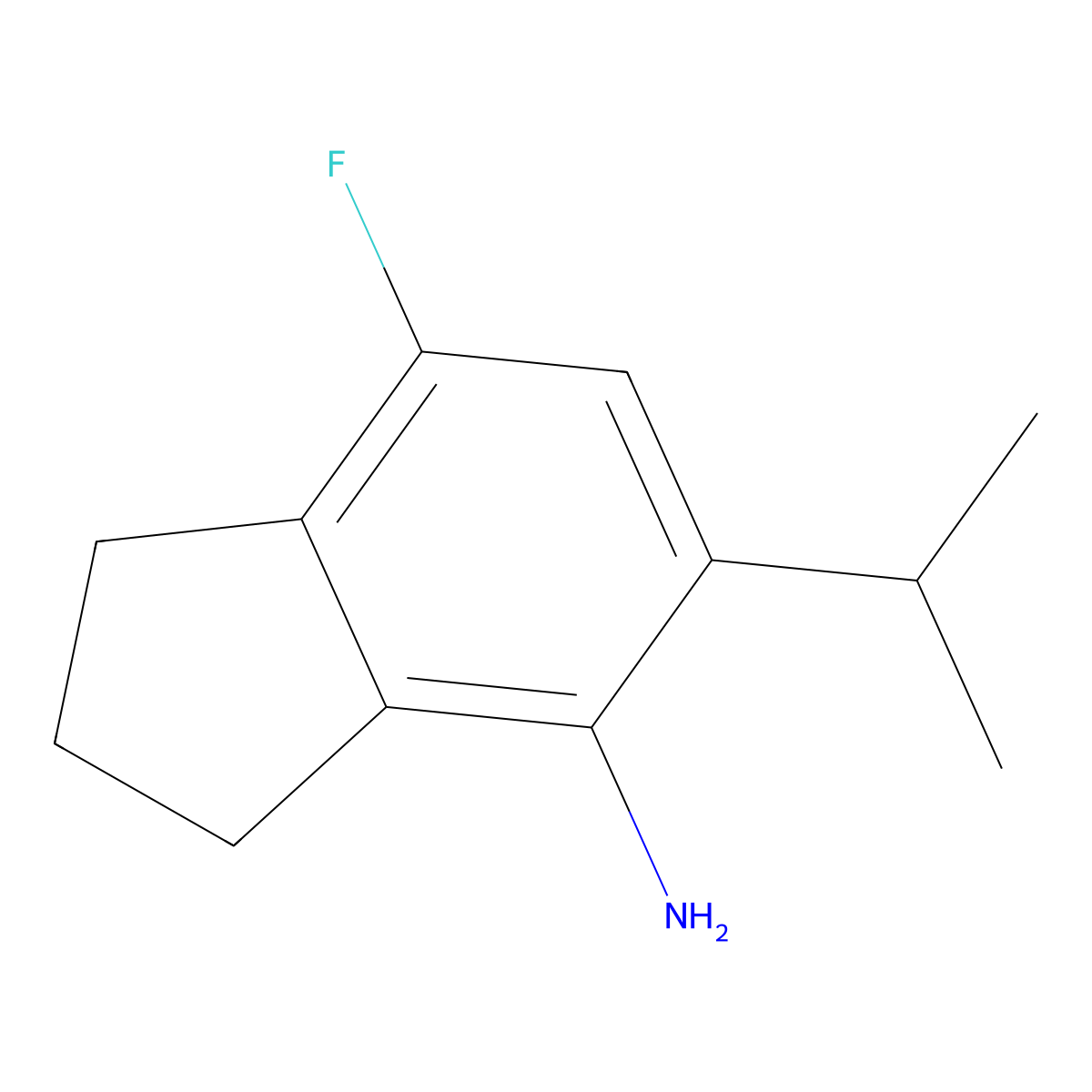 7-Fluoro-5-isopropyl-2,3-dihydro-1H-inden-4-amine molecular structure, CAS 2676863-53-7