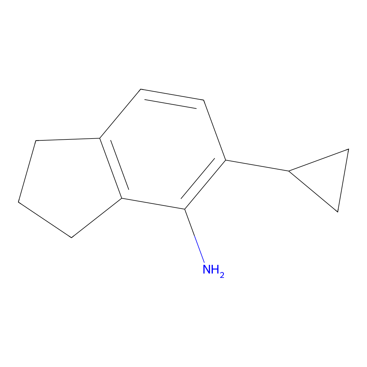 5-Cyclopropyl-2,3-dihydro-1H-inden-4-amine molecular structure, CAS 2676863-72-0