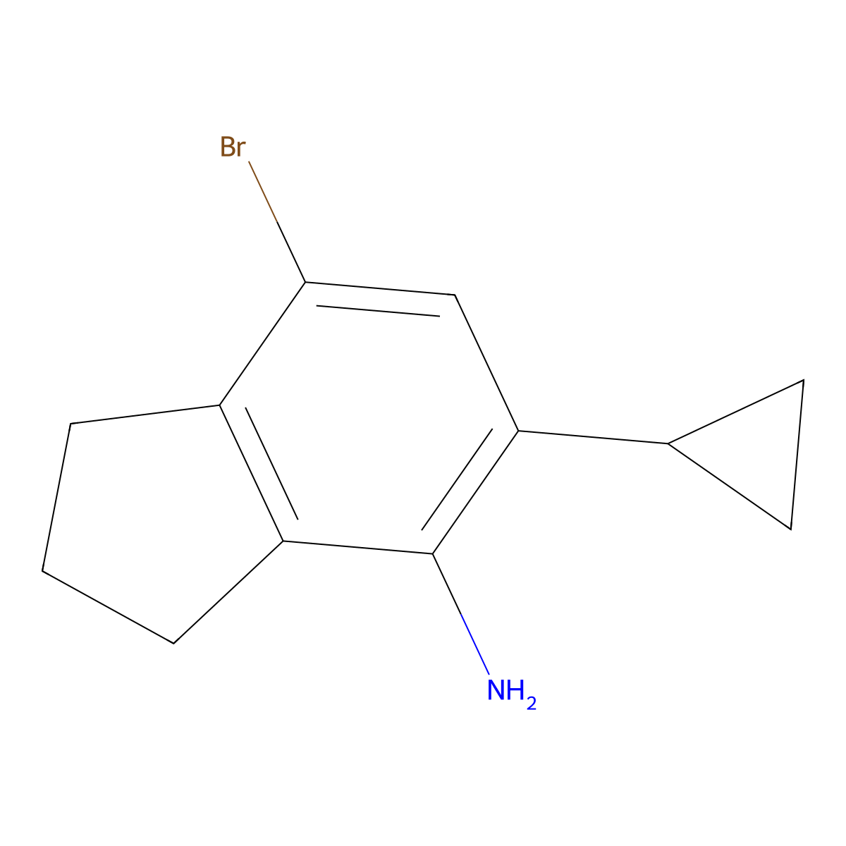 7-Bromo-5-cyclopropyl-2,3-dihydro-1H-inden-4-amine molecular structure, CAS 2676863-73-1