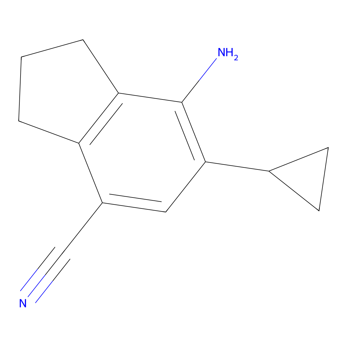 7-Amino-6-cyclopropyl-2,3-dihydro-1H-indene-4-carbonitrile molecular structure, CAS 2676863-74-2