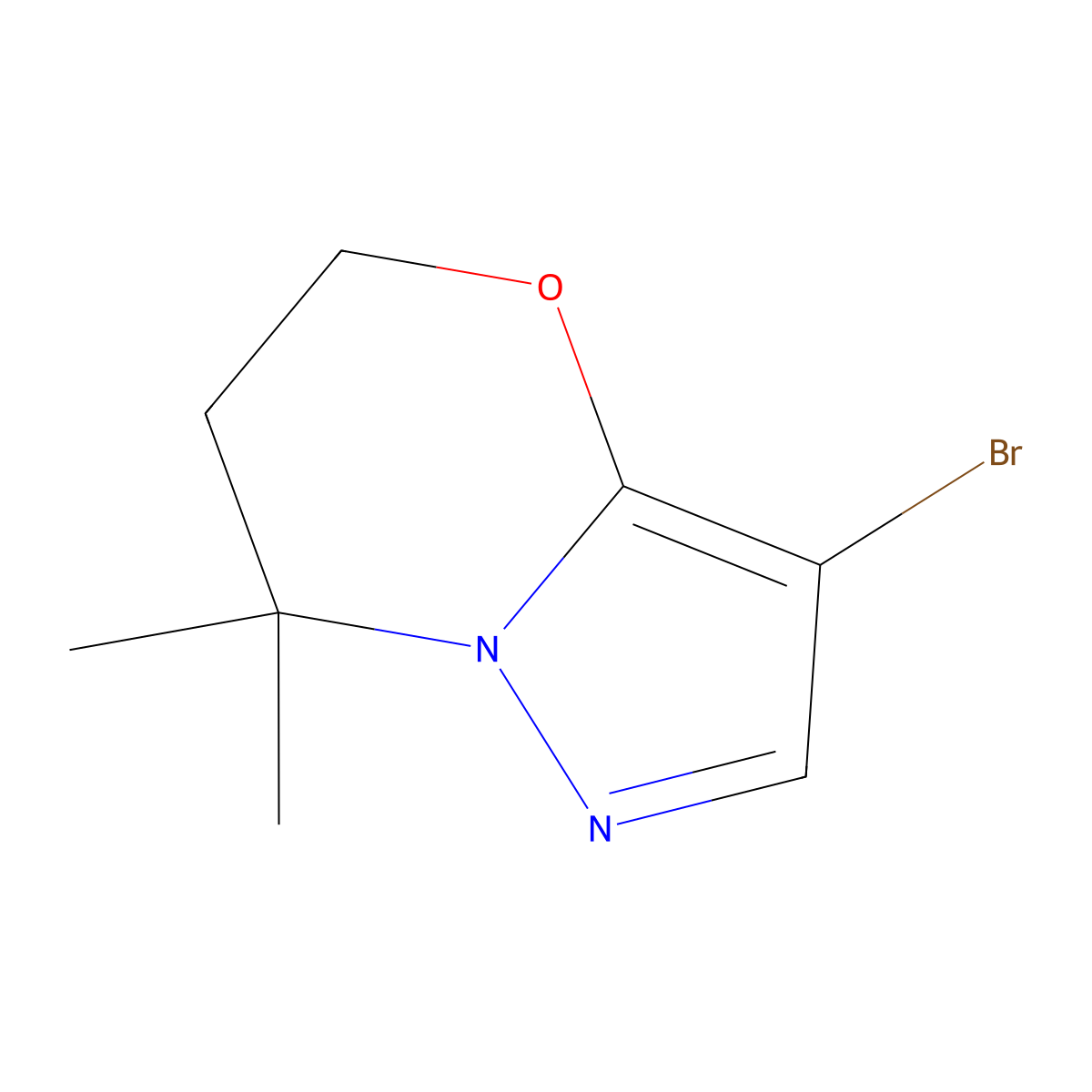 3-Bromo-7,7-dimethyl-6,7-dihydro-5H-pyrazolo[5,1-b][1,3]oxazine molecular structure, CAS 2676864-03-0