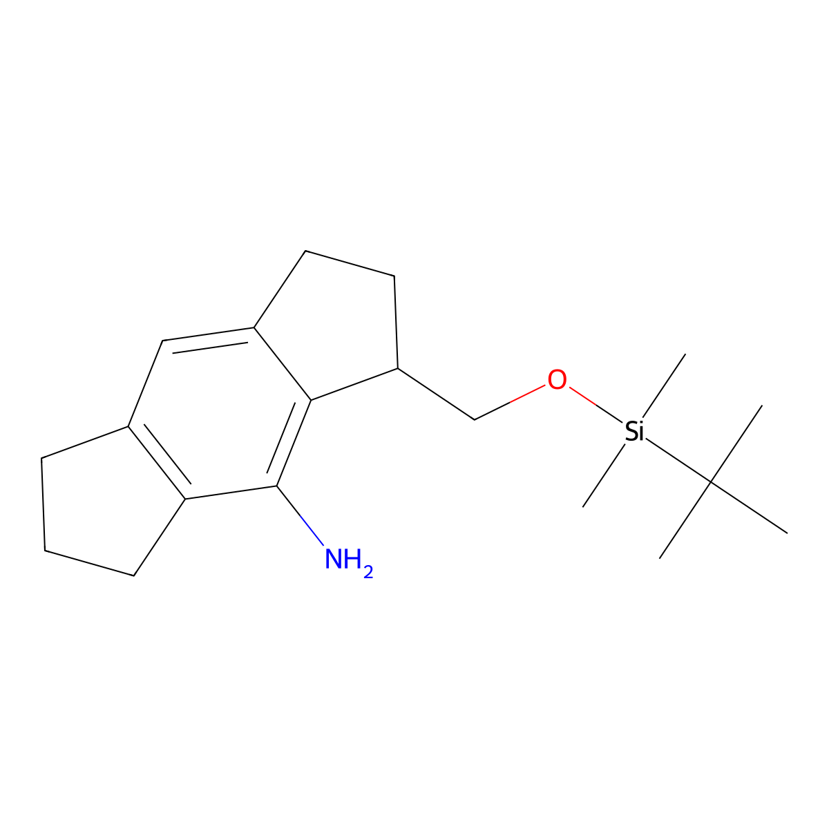 3-(((tert-Butyldimethylsilyl)oxy)methyl)-1,2,3,5,6,7-hexahydro-s-indacen-4-amine molecular structure, CAS 2676864-15-4