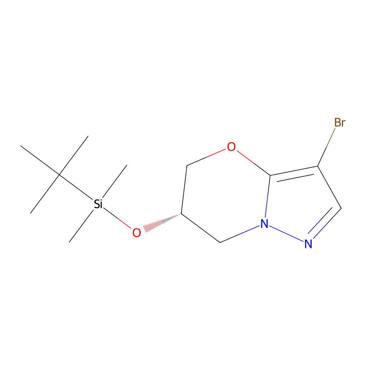 (S)-3-Bromo-6-((tert-butyldimethylsilyl)oxy)-6,7-dihydro-5H-pyrazolo[5,1-b][1,3]oxazine molecular structure, CAS 2676864-89-2