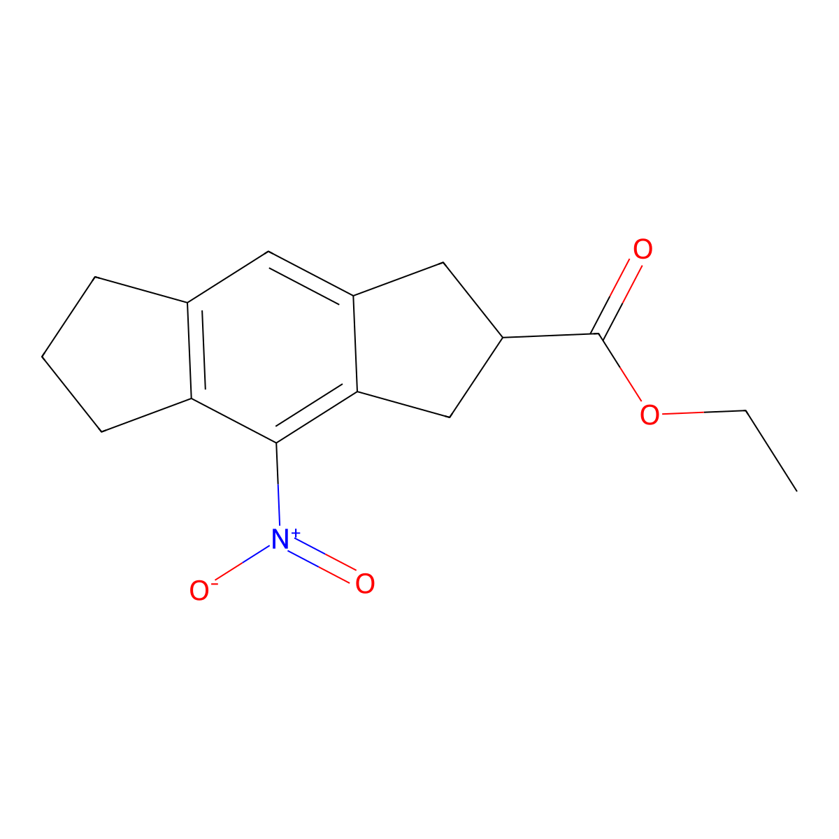 Ethyl 4-nitro-1,2,3,5,6,7-hexahydro-s-indacene-2-carboxylate molecular structure, CAS 2676865-17-9