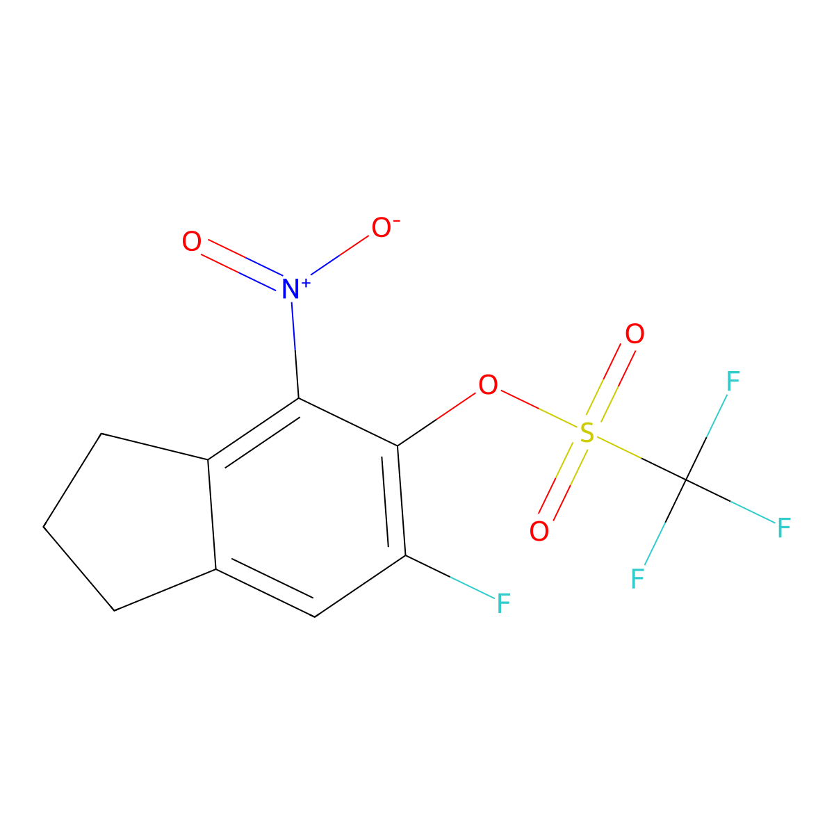 6-Fluoro-4-nitro-2,3-dihydro-1H-inden-5-yl trifluoromethanesulfonate molecular structure, CAS 2676865-59-9