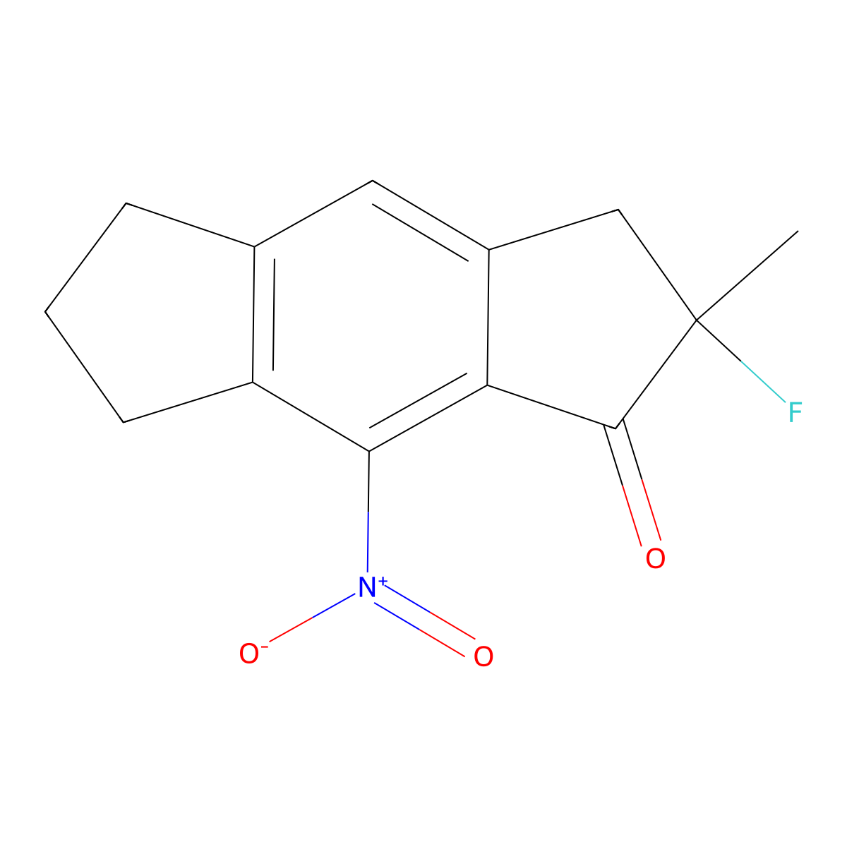 2-Fluoro-2-methyl-8-nitro-3,5,6,7-tetrahydro-s-indacen-1(2H)-one molecular structure, CAS 2676867-56-2