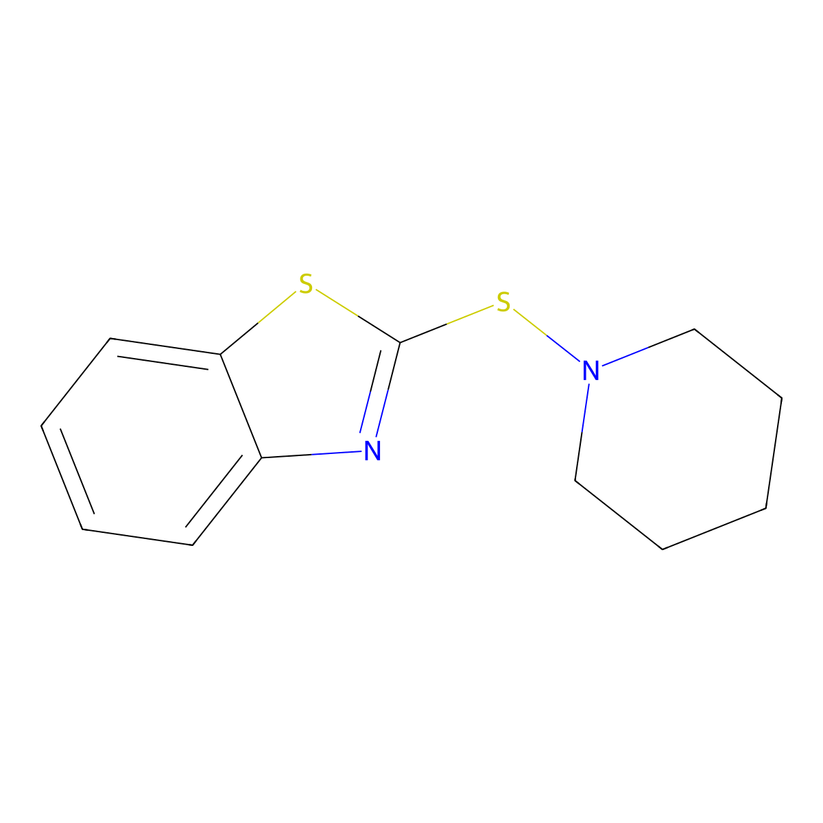 2-(Piperidinothio)benzothiazole molecular structure, CAS 26773-65-9