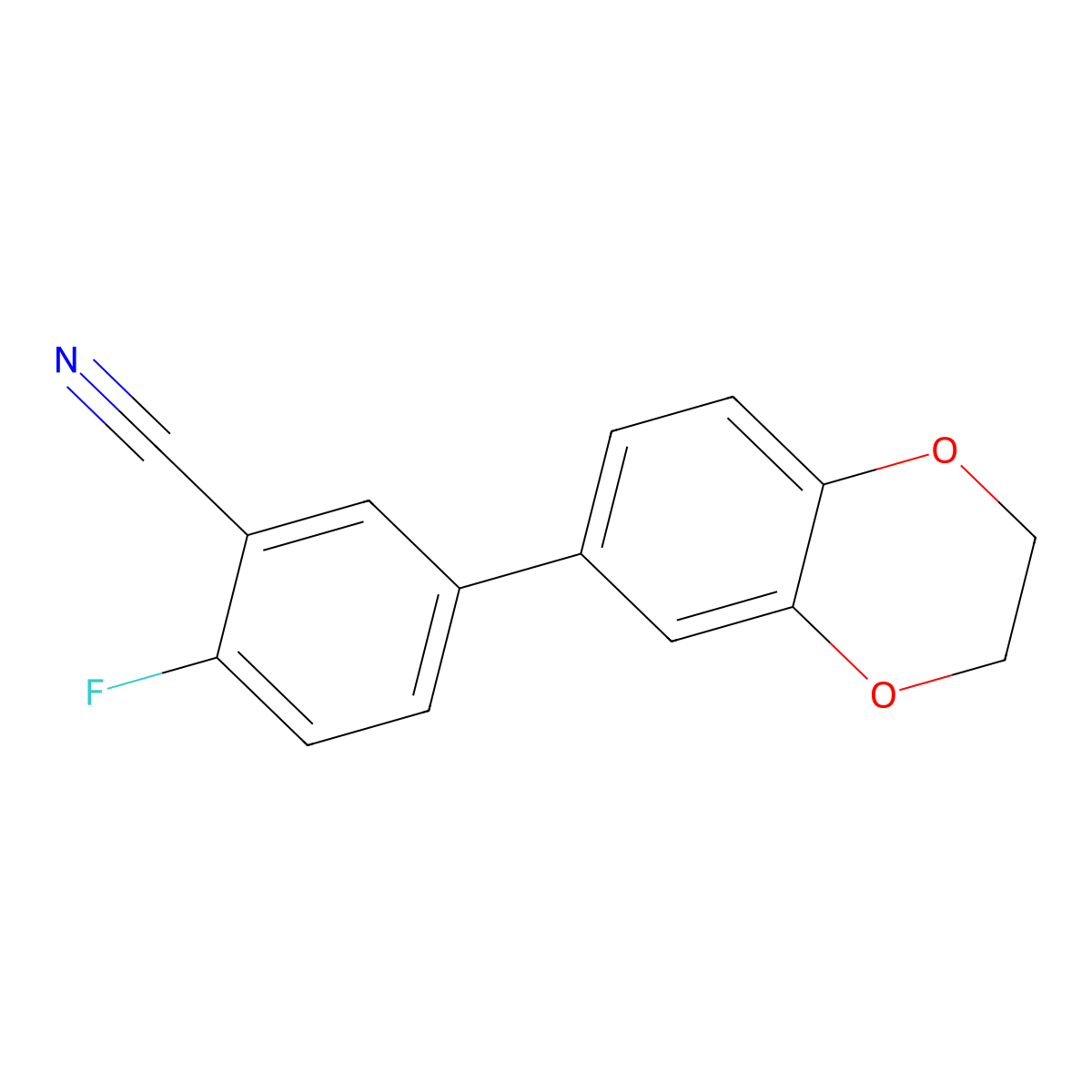 5-(2,3-Dihydrobenzo[b][1,4]dioxin-6-yl)-2-fluorobenzonitrile molecular structure, CAS 2677673-99-1