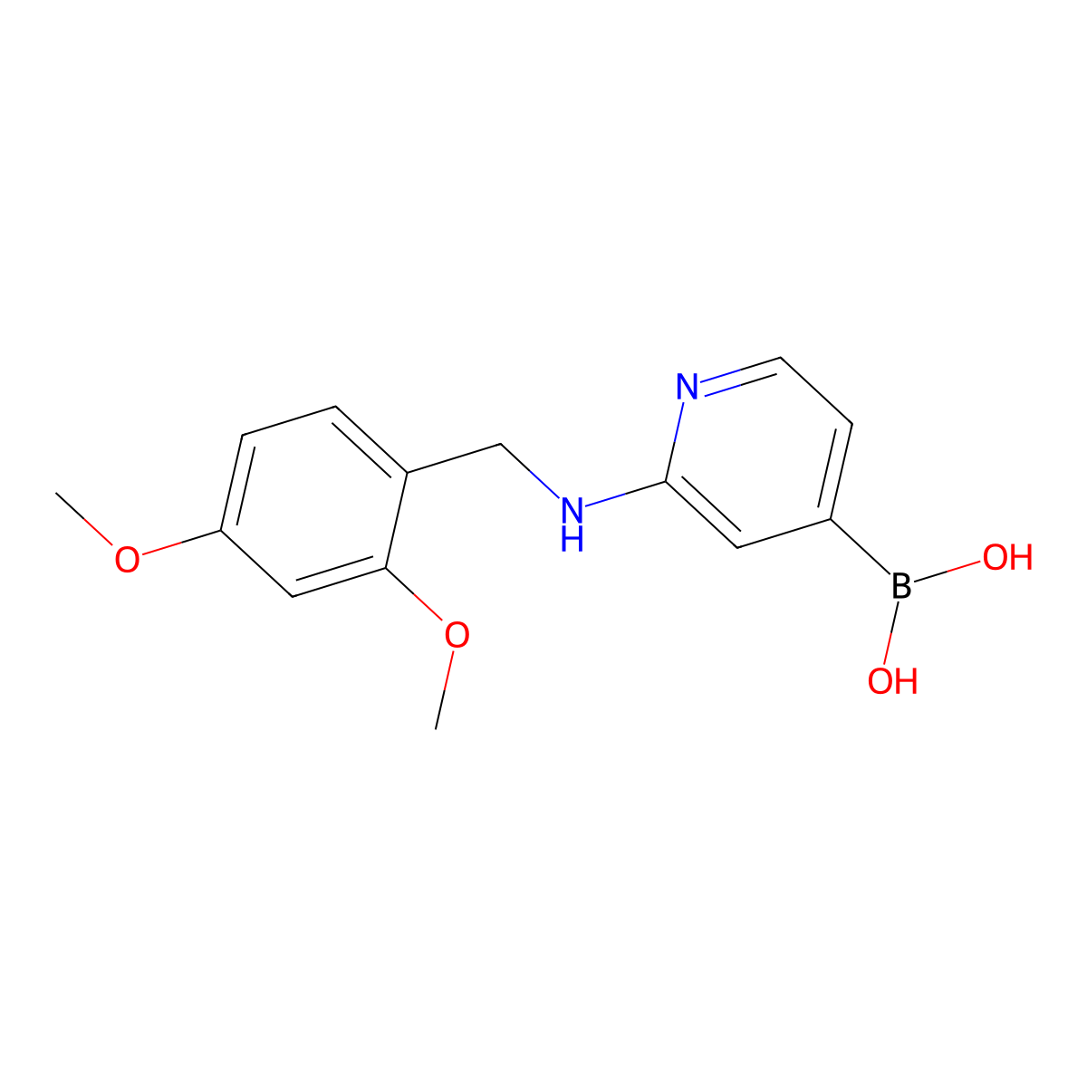 (2-((2,4-Dimethoxybenzyl)amino)pyridin-4-yl)boronic acid molecular structure, CAS 2677858-37-4