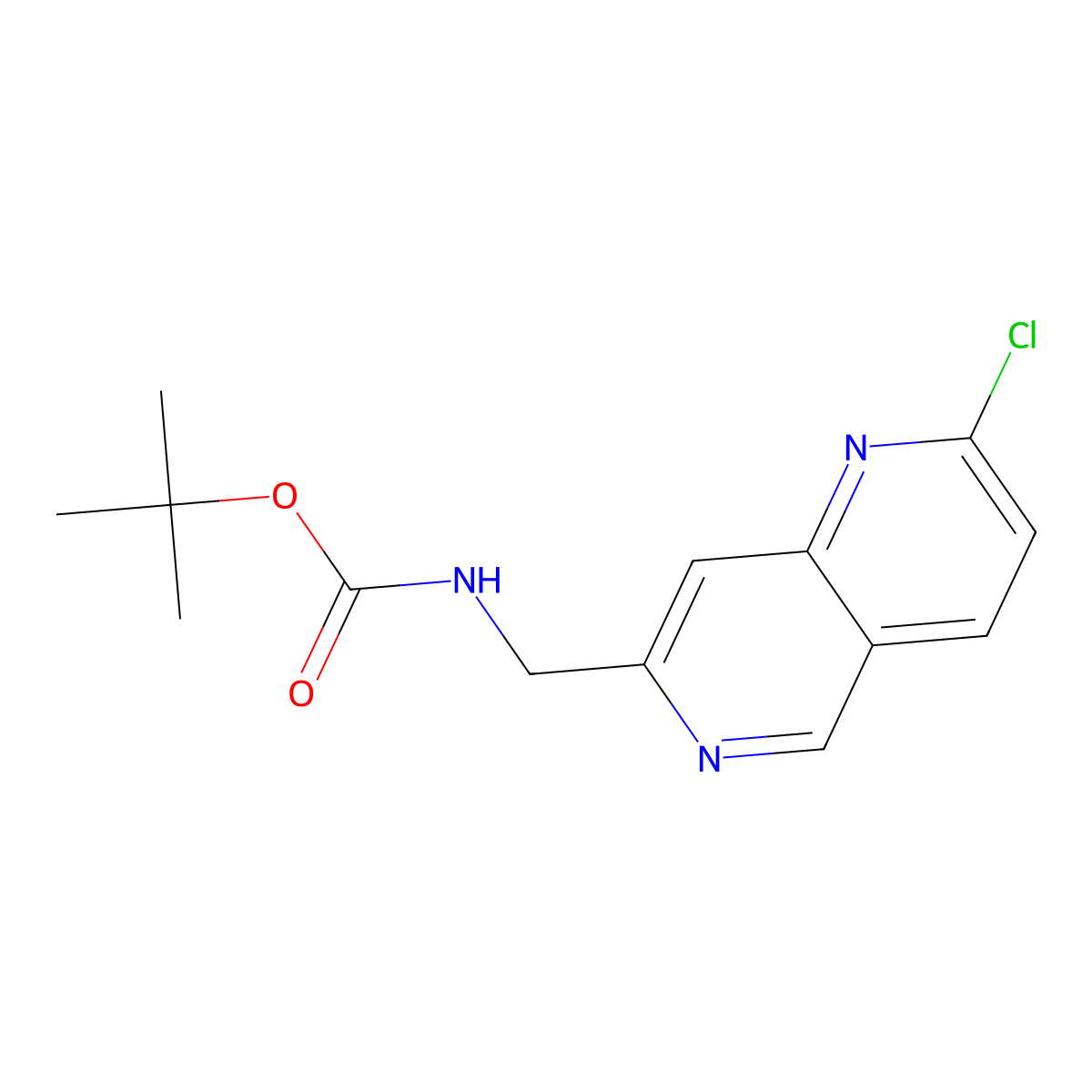 Tert-butyl N-[(2-chloro-1,6-naphthyridin-7-YL)methyl]carbamate molecular structure, CAS 2677885-96-8