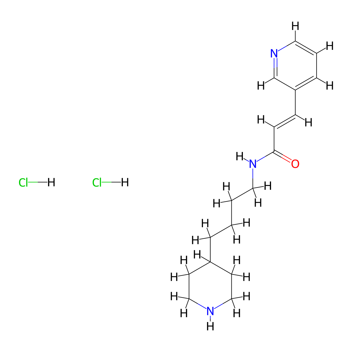 (2E)-N-(4-(piperidin-4-yl)butyl)-3-(pyridin-3-yl)prop-2-enamide dihydrochloride molecular structure, CAS 2678586-55-3