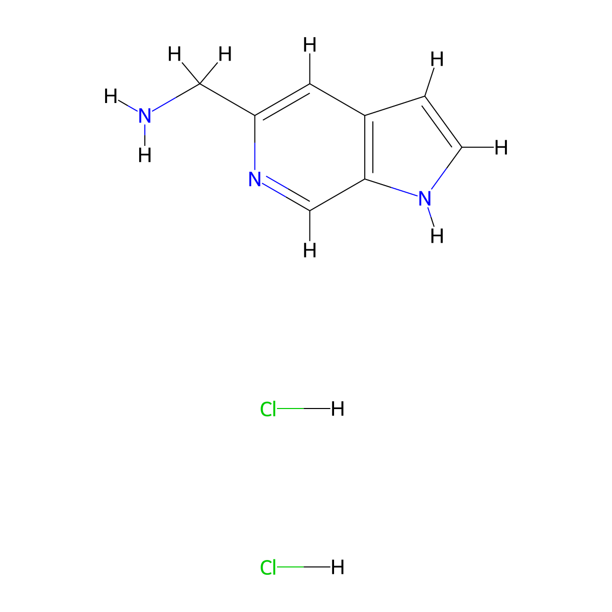 {1H-pyrrolo[2,3-c]pyridin-5-yl}methanamine dihydrochloride molecular structure, CAS 267875-32-1
