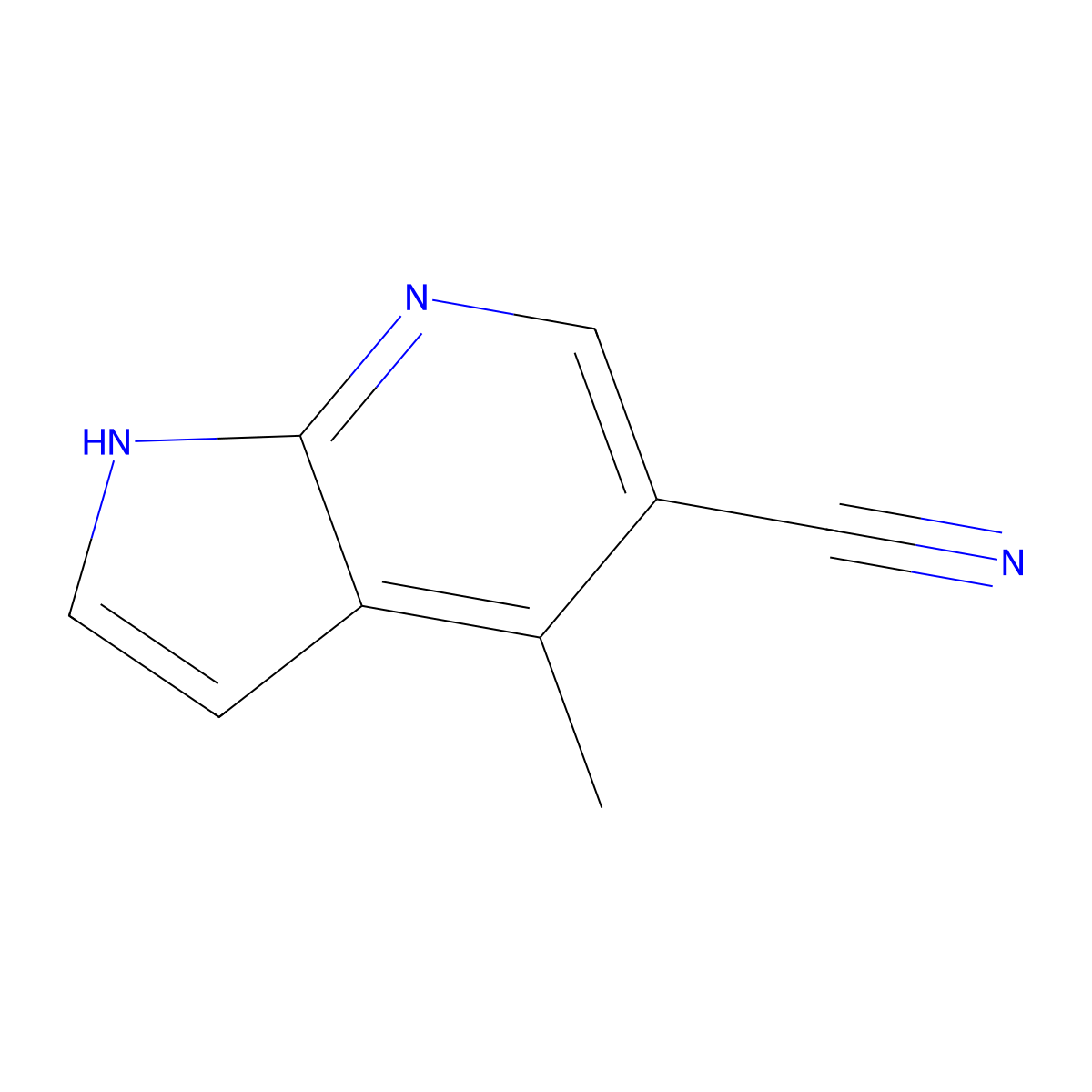4-Methyl-1H-pyrrolo[2,3-b]pyridine-5-carbonitrile molecular structure, CAS 267875-39-8