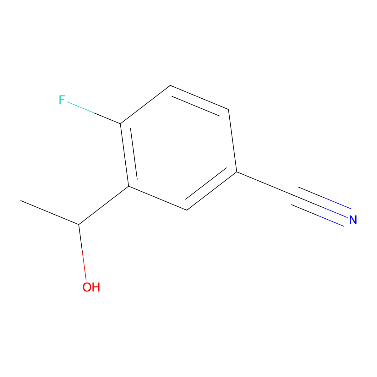 4-Fluoro-3-(1-hydroxyethyl)benzonitrile molecular structure, CAS 267875-53-6