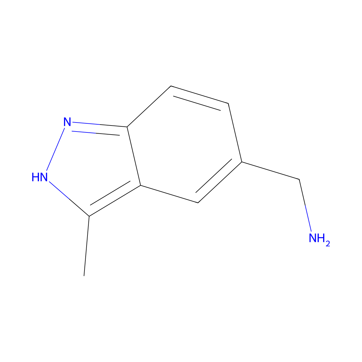 (3-methyl-1H-indazol-5-yl)methanamine molecular structure, CAS 267875-56-9