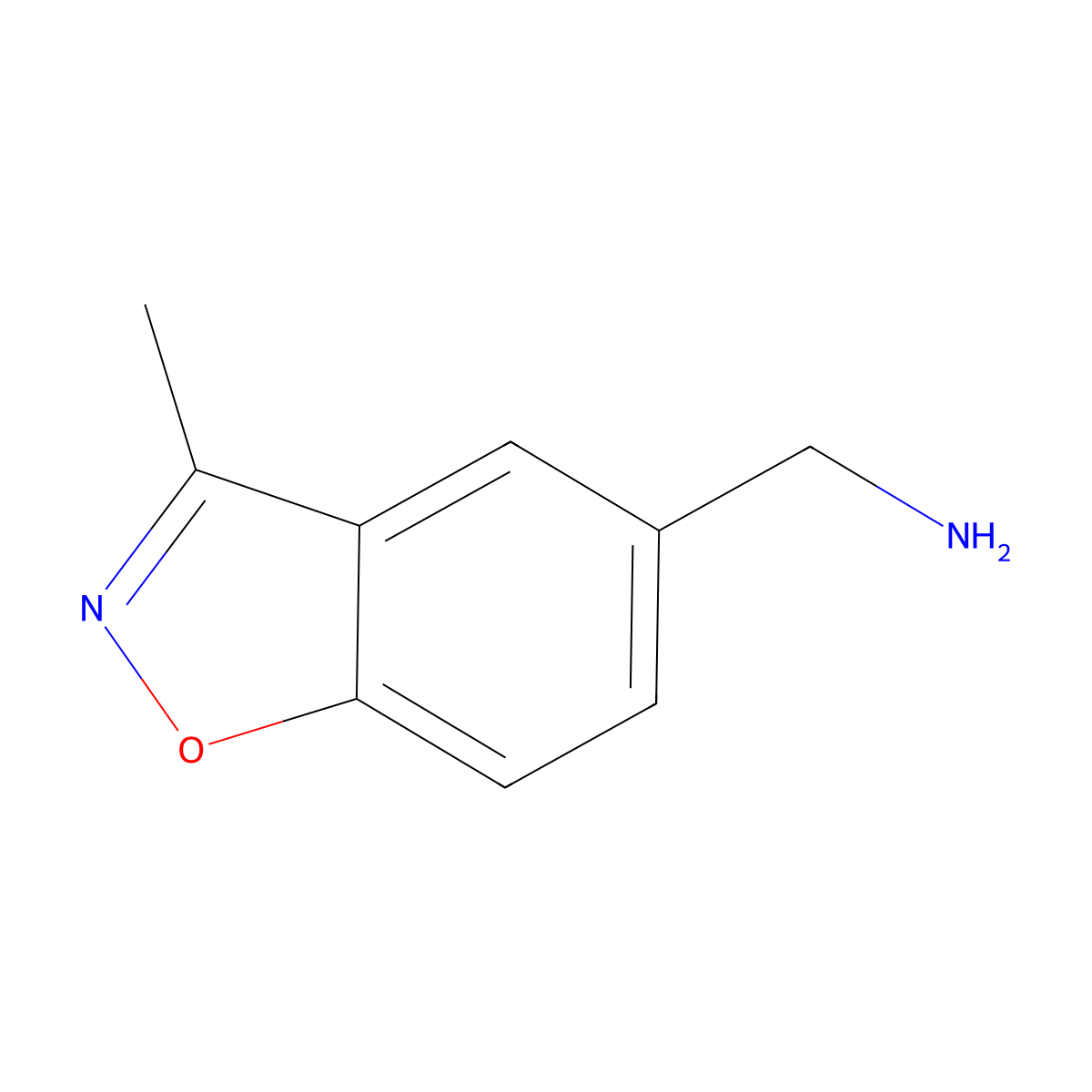 (3-Methylbenzo[d]isoxazol-5-yl)methanamine molecular structure, CAS 267875-58-1