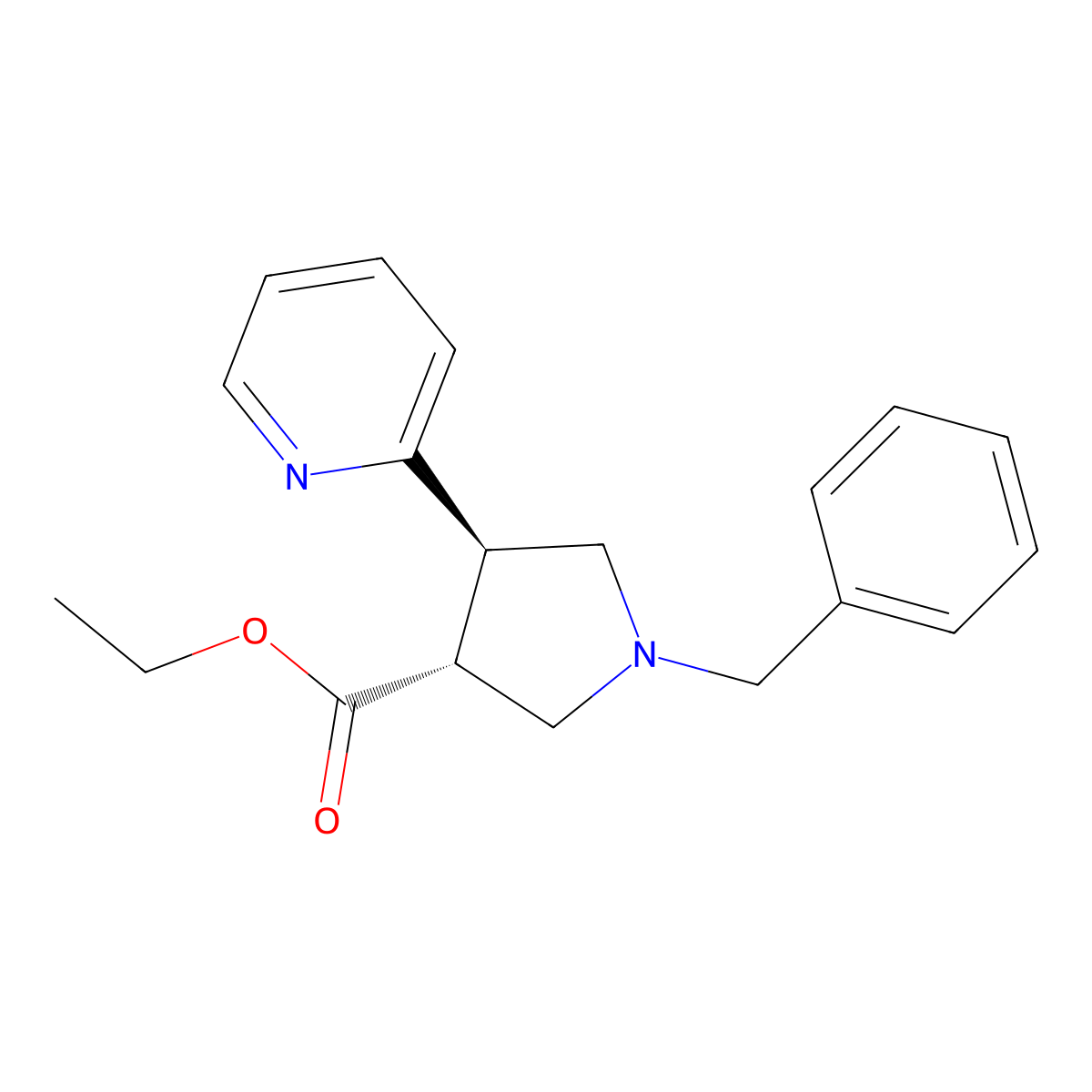 trans-Ethyl 1-benzyl-4-(pyridin-2-yl)pyrrolidine-3-carboxylate molecular structure, CAS 267876-06-2