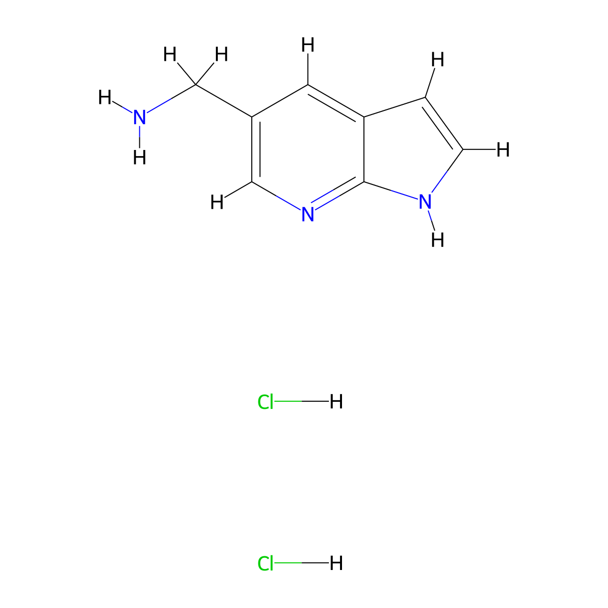 (1H-Pyrrolo[2,3-B]pyridin-5-YL)methanamine dihydrochloride molecular structure, CAS 267876-36-8