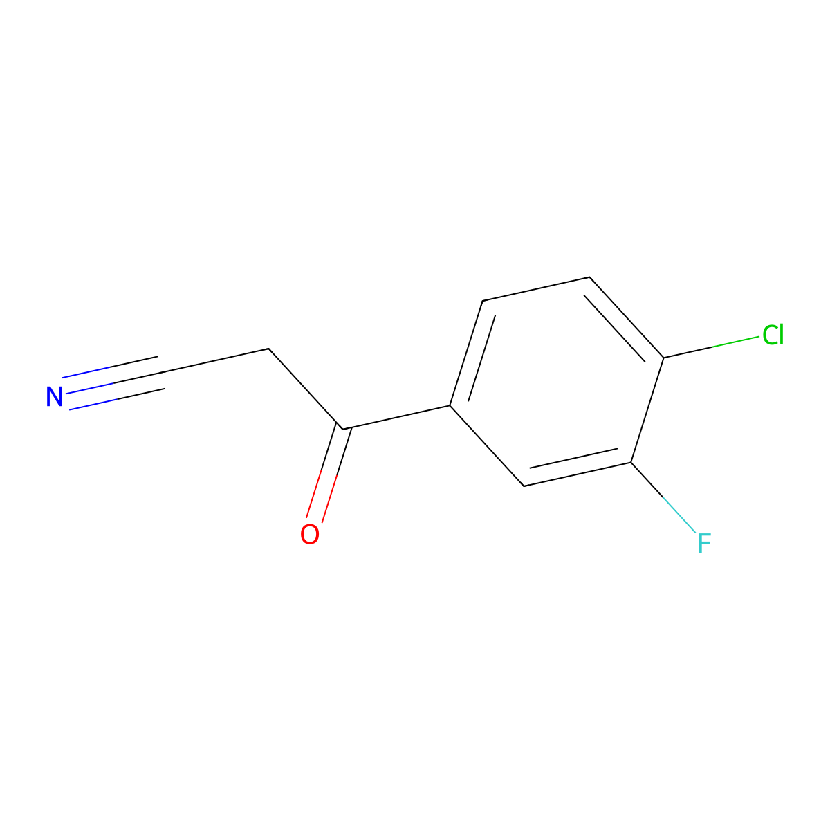 Benzenepropanenitrile, 4-chloro-3-fluoro-beta-oxo- molecular structure, CAS 267880-80-8