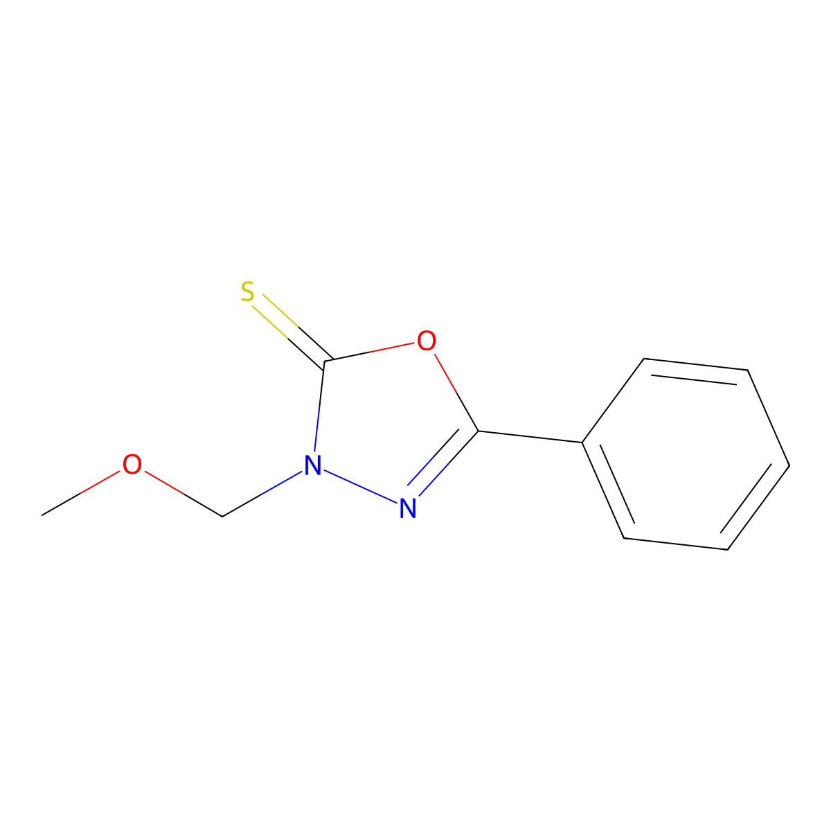 3-(Methoxymethyl)-5-phenyl-1,3,4-oxadiazole-2(3H)-thione molecular structure, CAS 267881-20-9