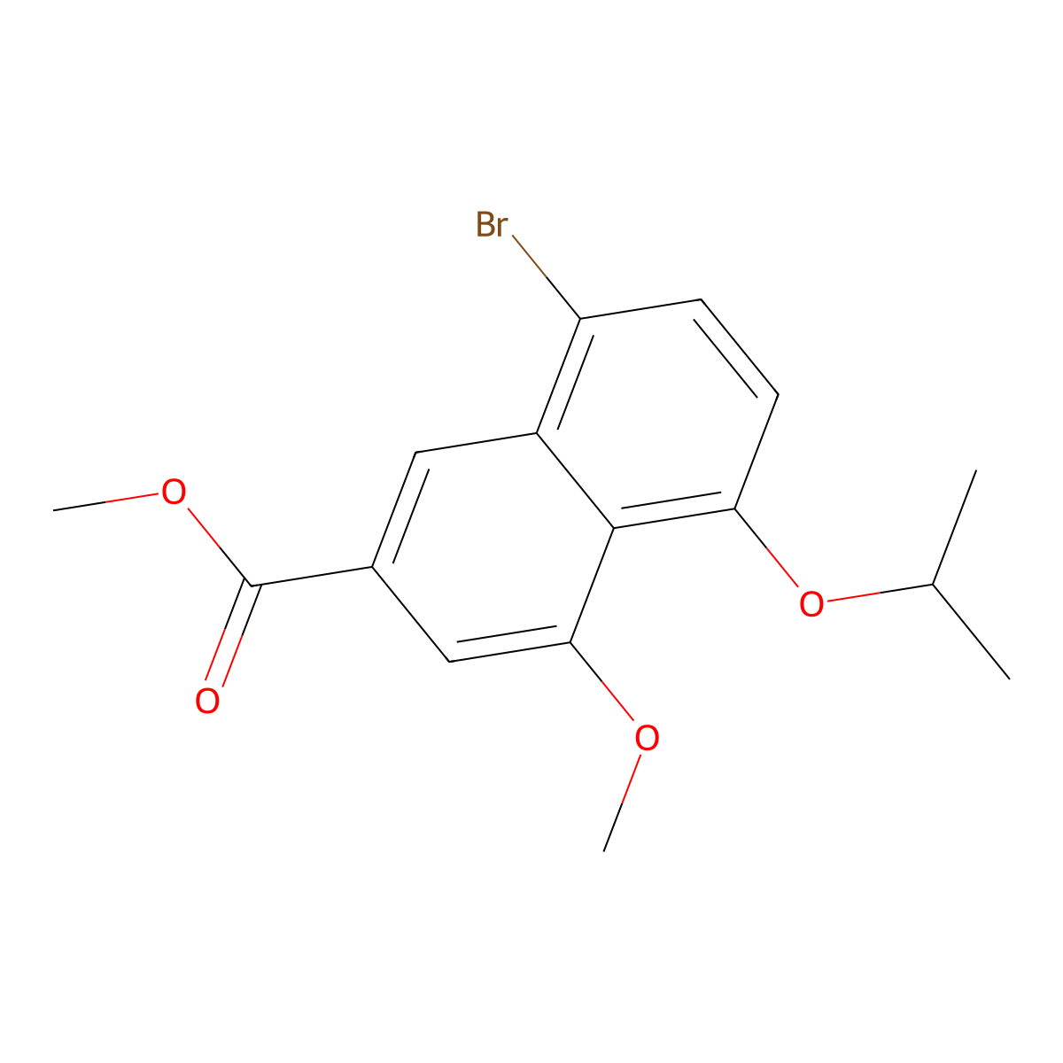 2-Naphthalenecarboxylic acid, 8-bromo-4-methoxy-5-(1-methylethoxy)-, methyl ester molecular structure, CAS 267881-58-3