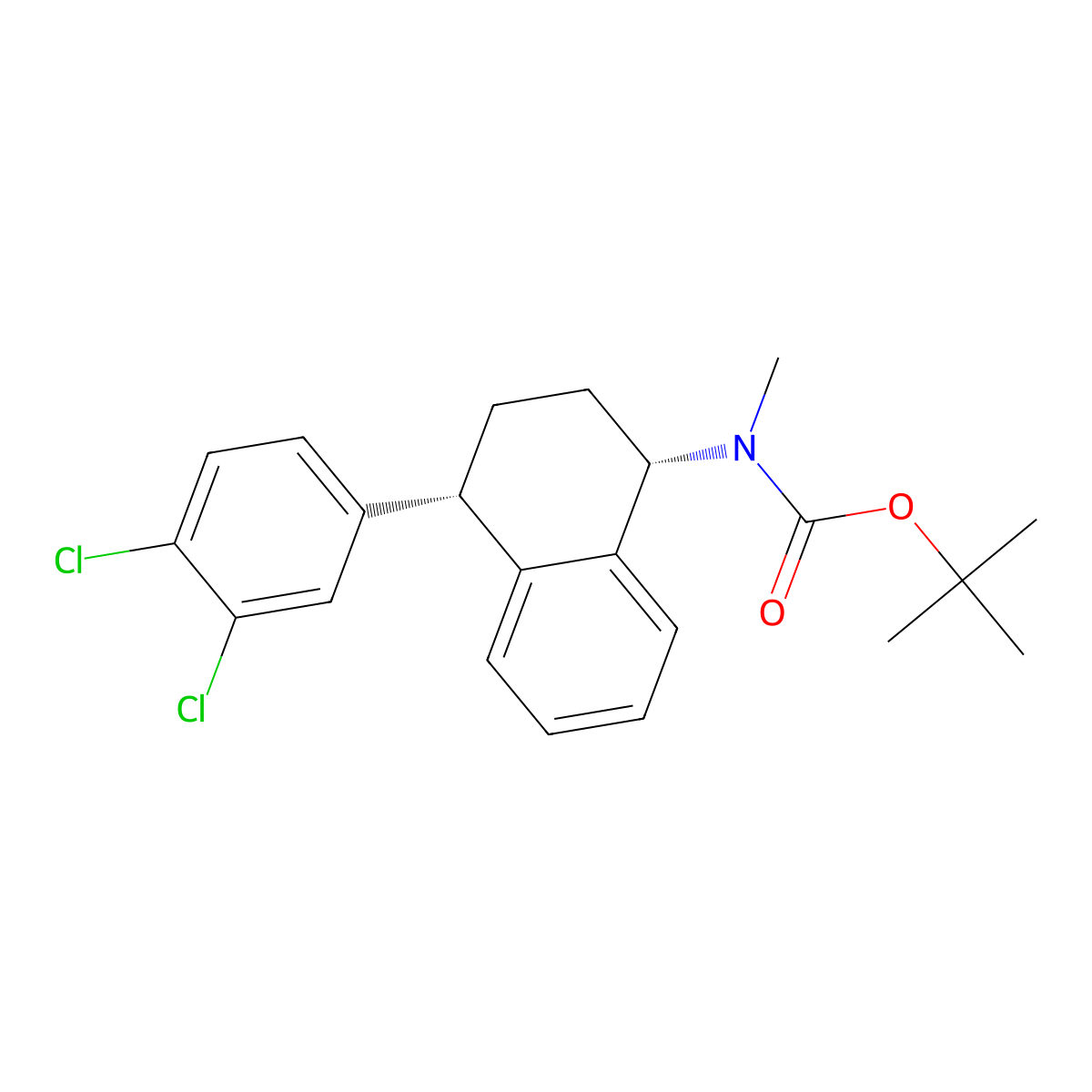 tert-butyl N-[(1S,4S)-4-(3,4-dichlorophenyl)-1,2,3,4-tetrahydronaphthalen-1-yl]-N-methylcarbamate molecular structure, CAS 267884-85-5