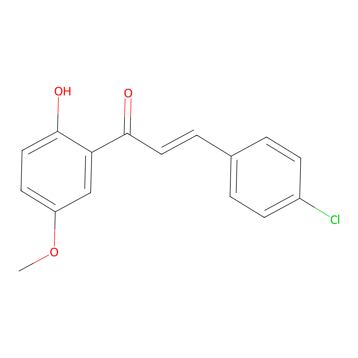 2-Propen-1-one, 3-(4-chlorophenyl)-1-(2-hydroxy-5-methoxyphenyl)- molecular structure, CAS 267885-42-7