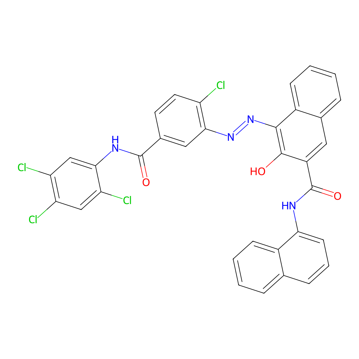 2-Naphthalenecarboxamide, 4-[2-[2-chloro-5-[[(2,4,5-trichlorophenyl)amino]carbonyl]phenyl]diazenyl]-3-hydroxy-N-1-naphthalenyl- molecular structure, CAS 26789-26-4