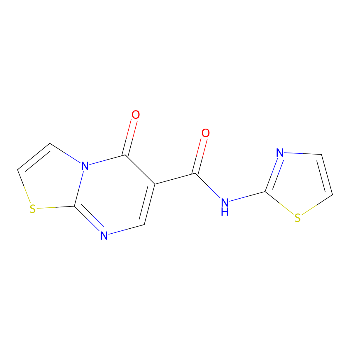 5-oxo-N-(1,3-thiazol-2-yl)-5H-[1,3]thiazolo[3,2-a]pyrimidine-6-carboxamide molecular structure, CAS 267897-68-7