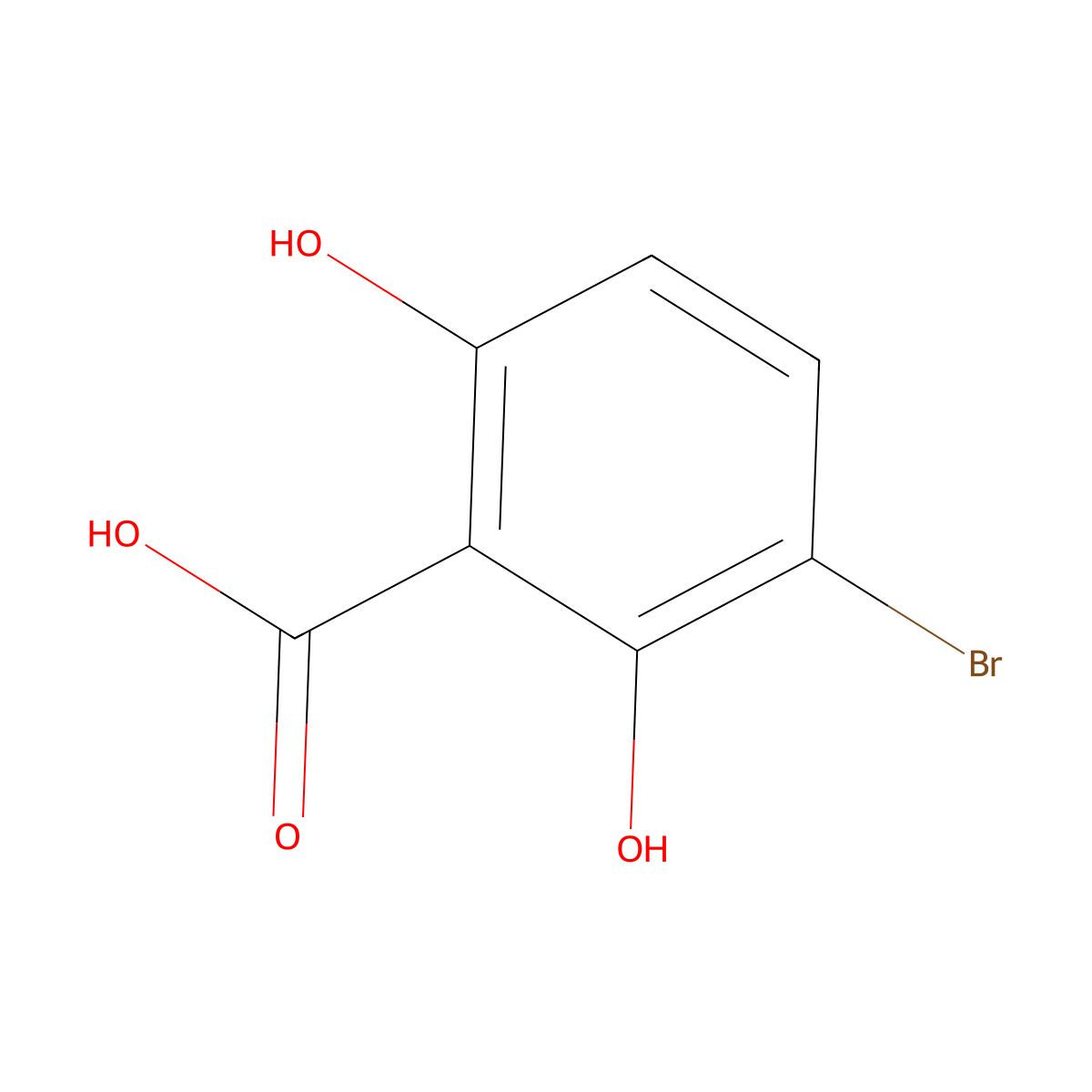 3-Bromo-2,6-dihydroxybenzoic acid molecular structure, CAS 26792-49-4
