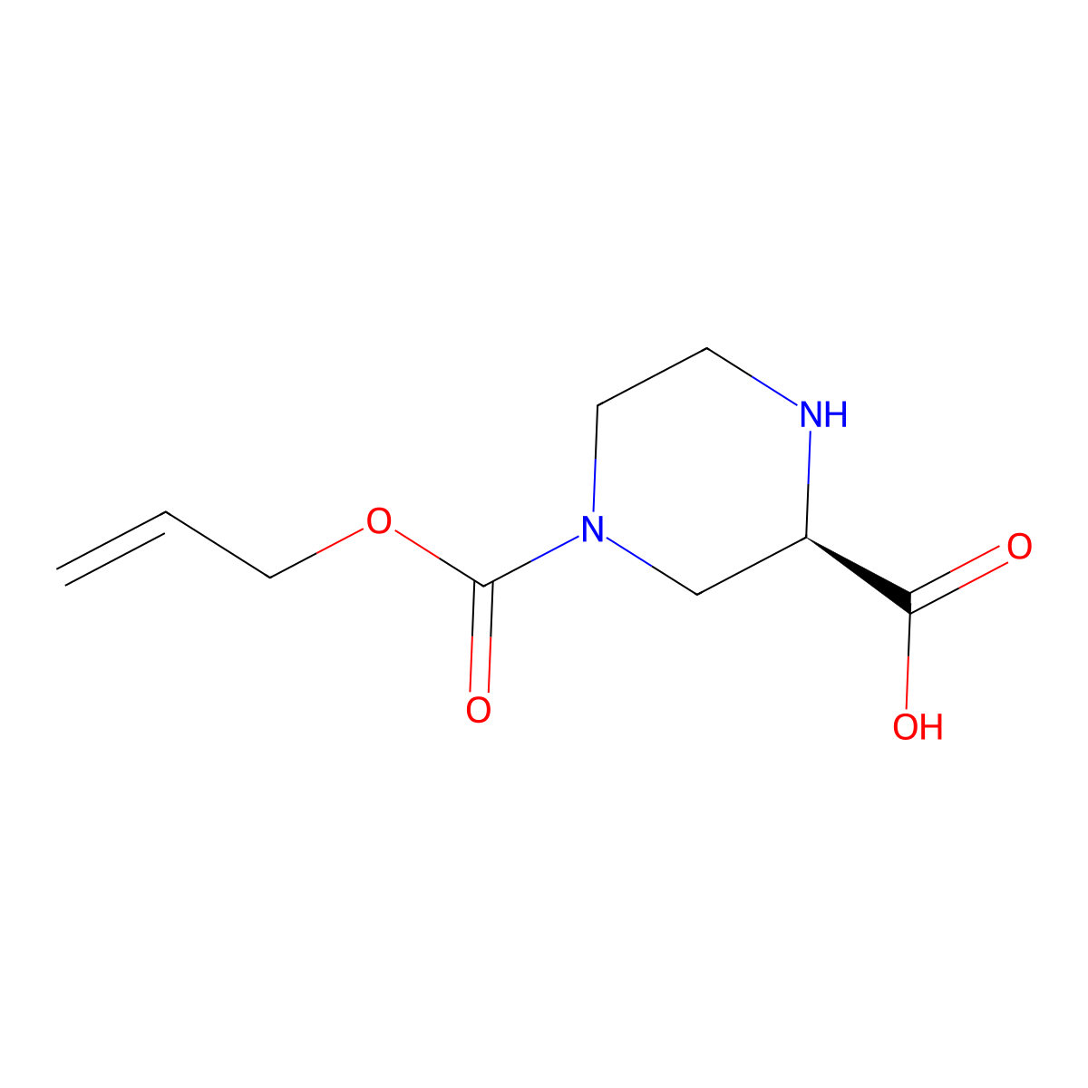 (2R)-4-[(prop-2-en-1-yloxy)carbonyl]piperazine-2-carboxylic acid molecular structure, CAS 2679801-56-8