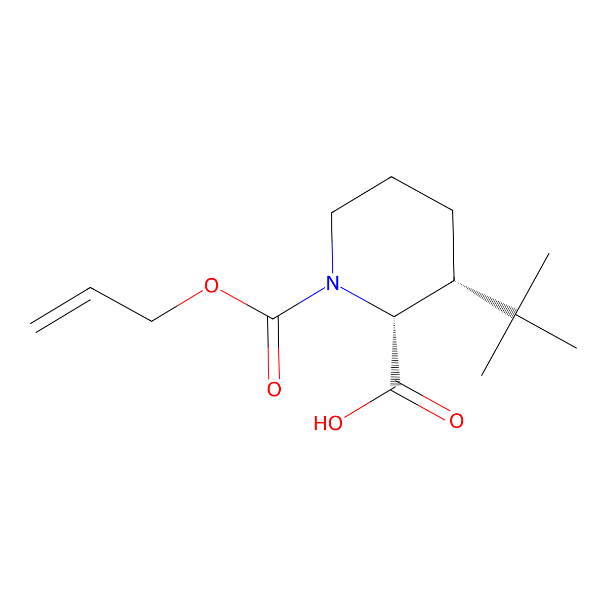(2R,3R)-3-tert-butyl-1-[(prop-2-en-1-yloxy)carbonyl]piperidine-2-carboxylic acid molecular structure, CAS 2679801-66-0