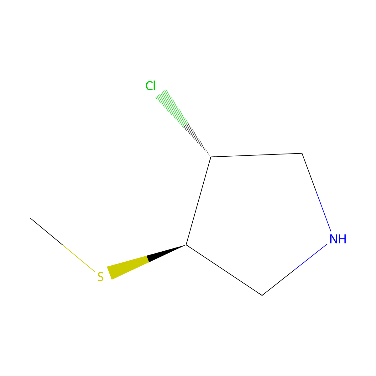 rac-(3R,4R)-3-chloro-4-(methylsulfanyl)pyrrolidine molecular structure, CAS 2679801-67-1