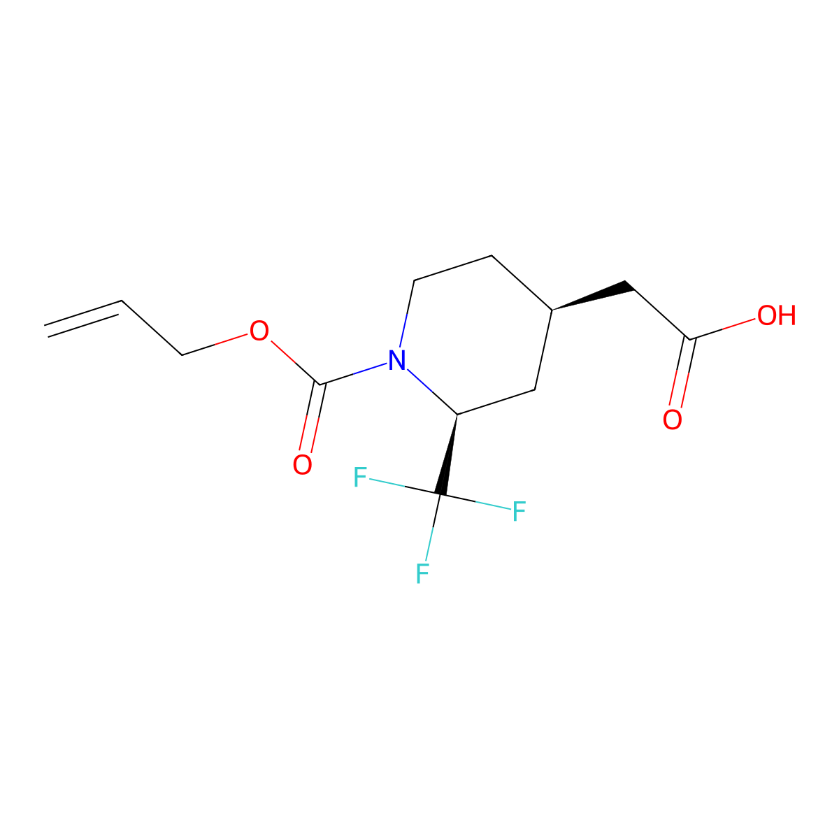 rac-2-[(2R,4S)-1-[(prop-2-en-1-yloxy)carbonyl]-2-(trifluoromethyl)piperidin-4-yl]acetic acid molecular structure, CAS 2679801-68-2