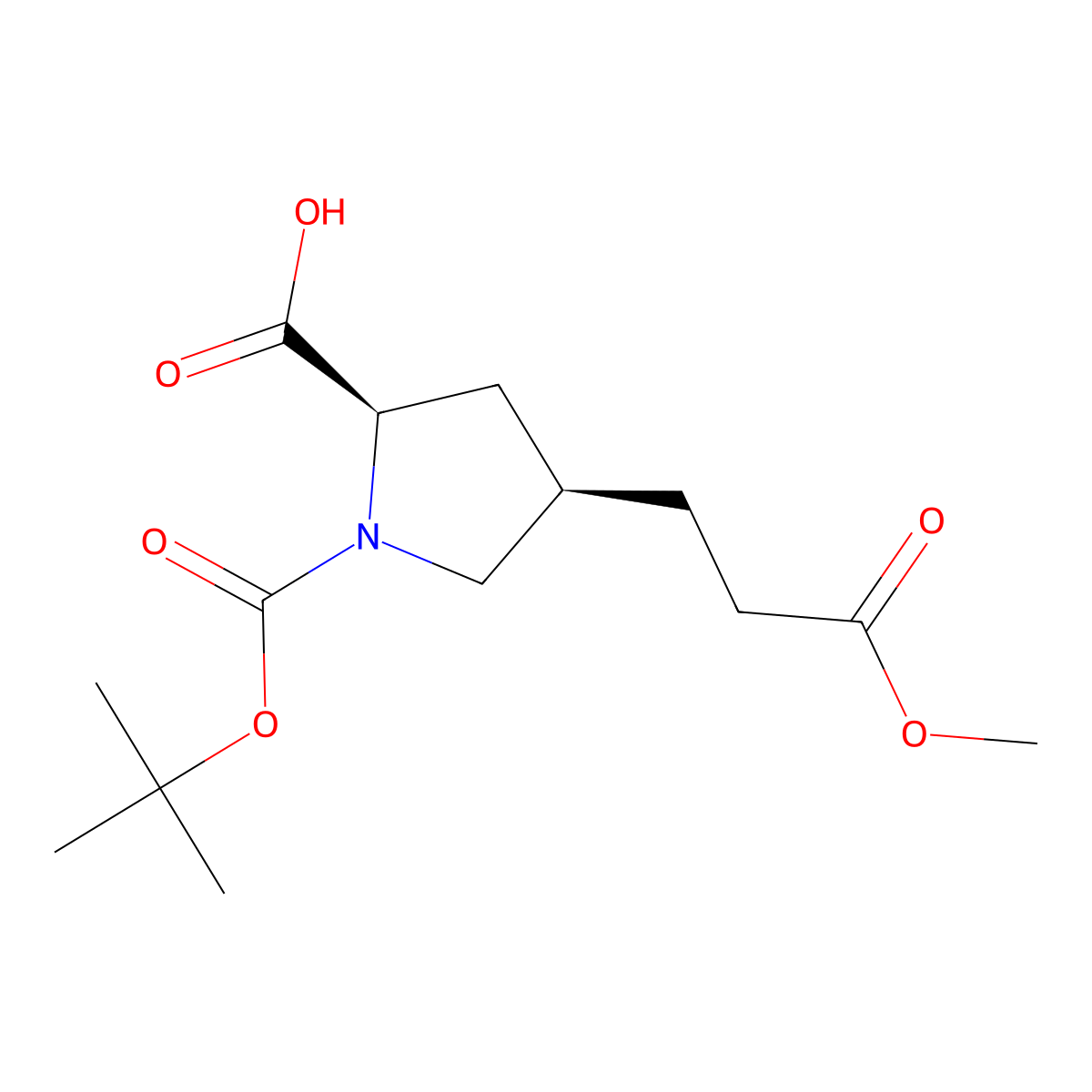rac-(2R,4R)-1-[(tert-butoxy)carbonyl]-4-(3-methoxy-3-oxopropyl)pyrrolidine-2-carboxylic acid molecular structure, CAS 2679801-70-6