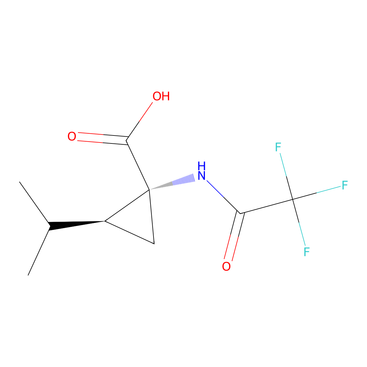 rac-(1R,2S)-2-(propan-2-yl)-1-(2,2,2-trifluoroacetamido)cyclopropane-1-carboxylic acid molecular structure, CAS 2679801-84-2