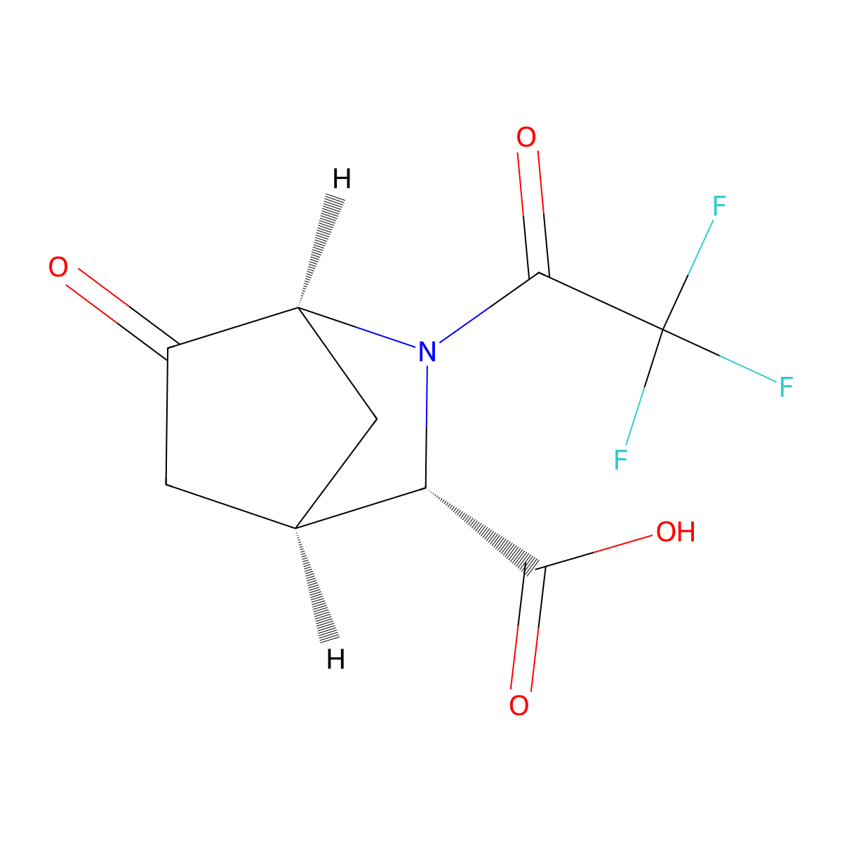 rac-(1R,3R,4S)-6-oxo-2-(2,2,2-trifluoroacetyl)-2-azabicyclo[2.2.1]heptane-3-carboxylic acid molecular structure, CAS 2679801-86-4