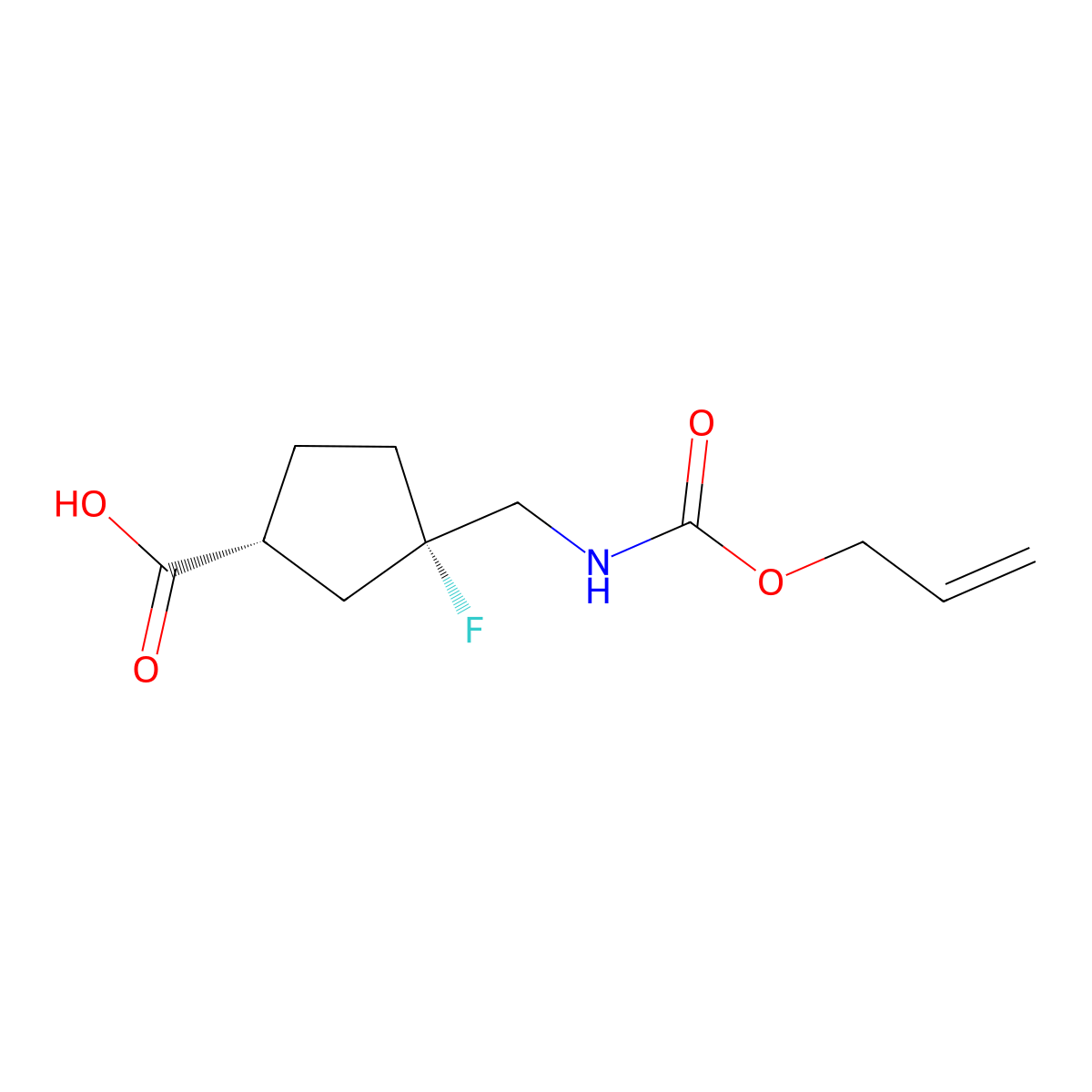 rac-(1R,3S)-3-fluoro-3-({[(prop-2-en-1-yloxy)carbonyl]amino}methyl)cyclopentane-1-carboxylic acid molecular structure, CAS 2679801-91-1