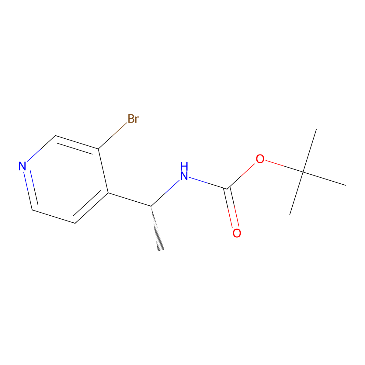 tert-butyl N-[(1R)-1-(3-bromopyridin-4-yl)ethyl]carbamate molecular structure, CAS 2679801-96-6