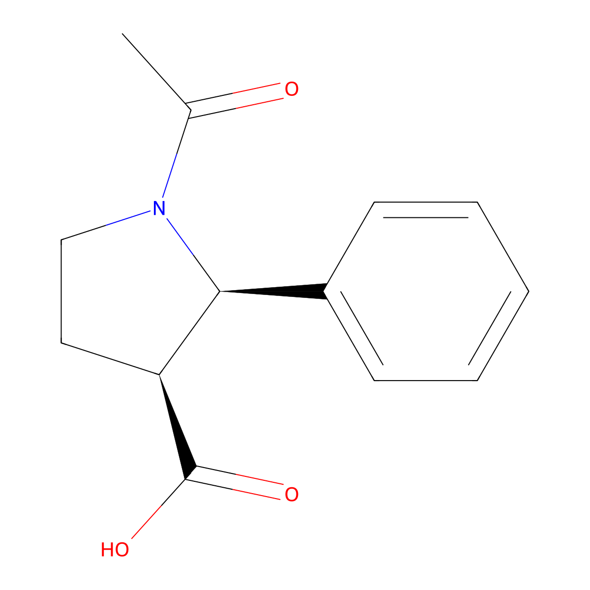 rac-(2R,3S)-1-acetyl-2-phenylpyrrolidine-3-carboxylic acid molecular structure, CAS 2679801-99-9