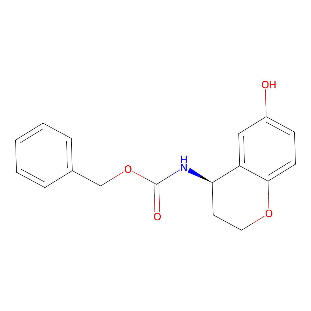 benzyl N-[(4R)-6-hydroxy-3,4-dihydro-2H-1-benzopyran-4-yl]carbamate molecular structure, CAS 2679802-02-7