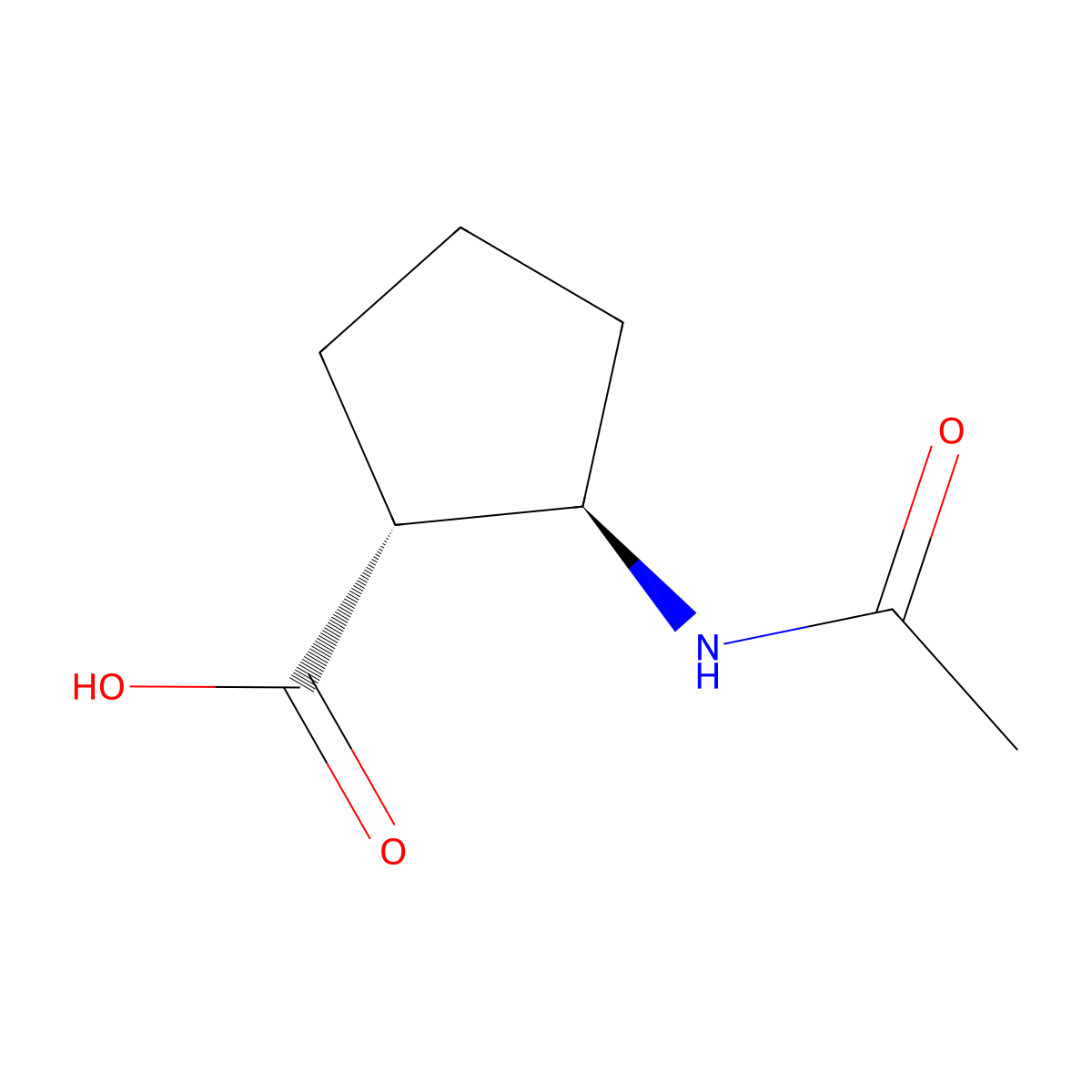 rac-(1R,2R)-2-acetamidocyclopentane-1-carboxylic acid molecular structure, CAS 2679802-08-3